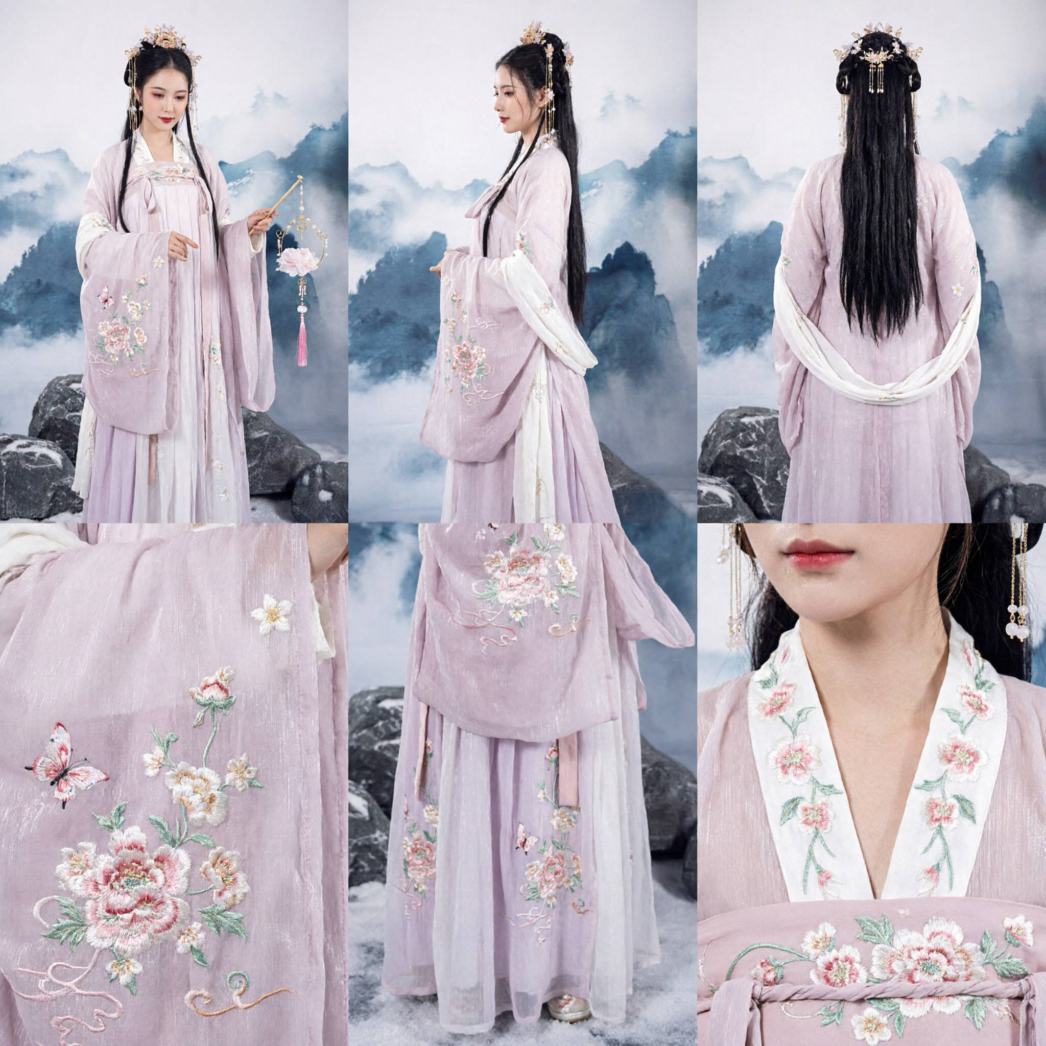 Elegant Pink Traditional Chinese Hanfu Costume Ancient Princess Fairy Dress with Embroidery for Women - Asian Costume