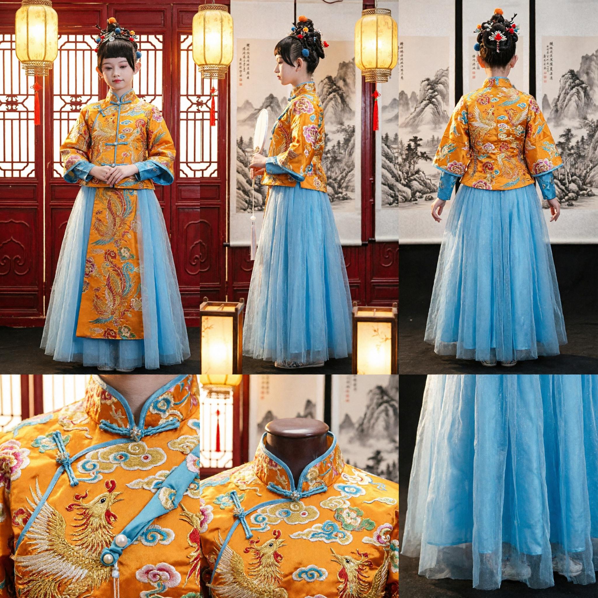 Kids Chinese Traditional Hanfu Costume Ancient Princess Dress Girls Qing Dynasty Embroidered Performance Outfit - Asian Costume