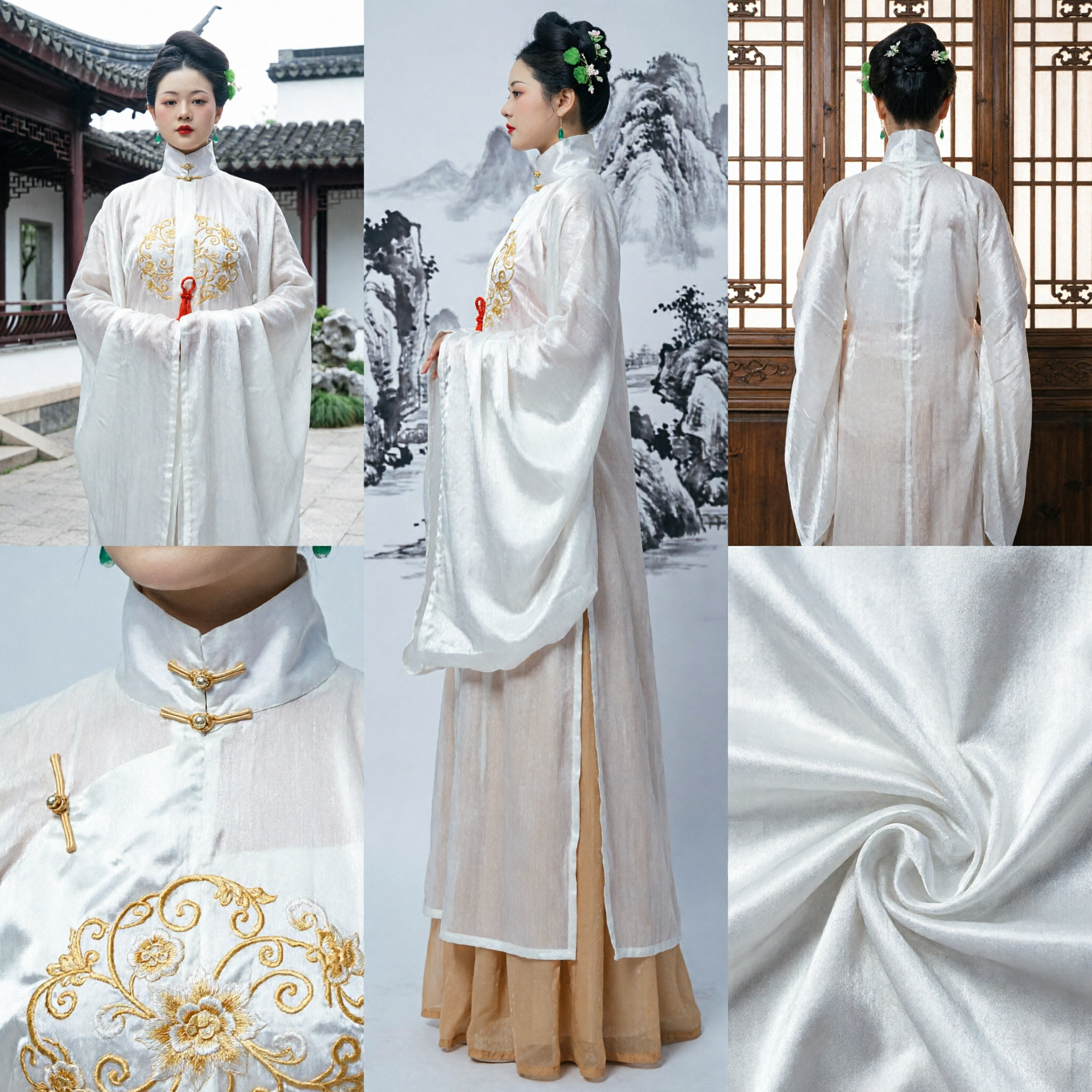 Traditional Chinese Hanfu Ming Dynasty White Sheer Robe Ancient Costume for Women Photography and Performance - Asian Costume