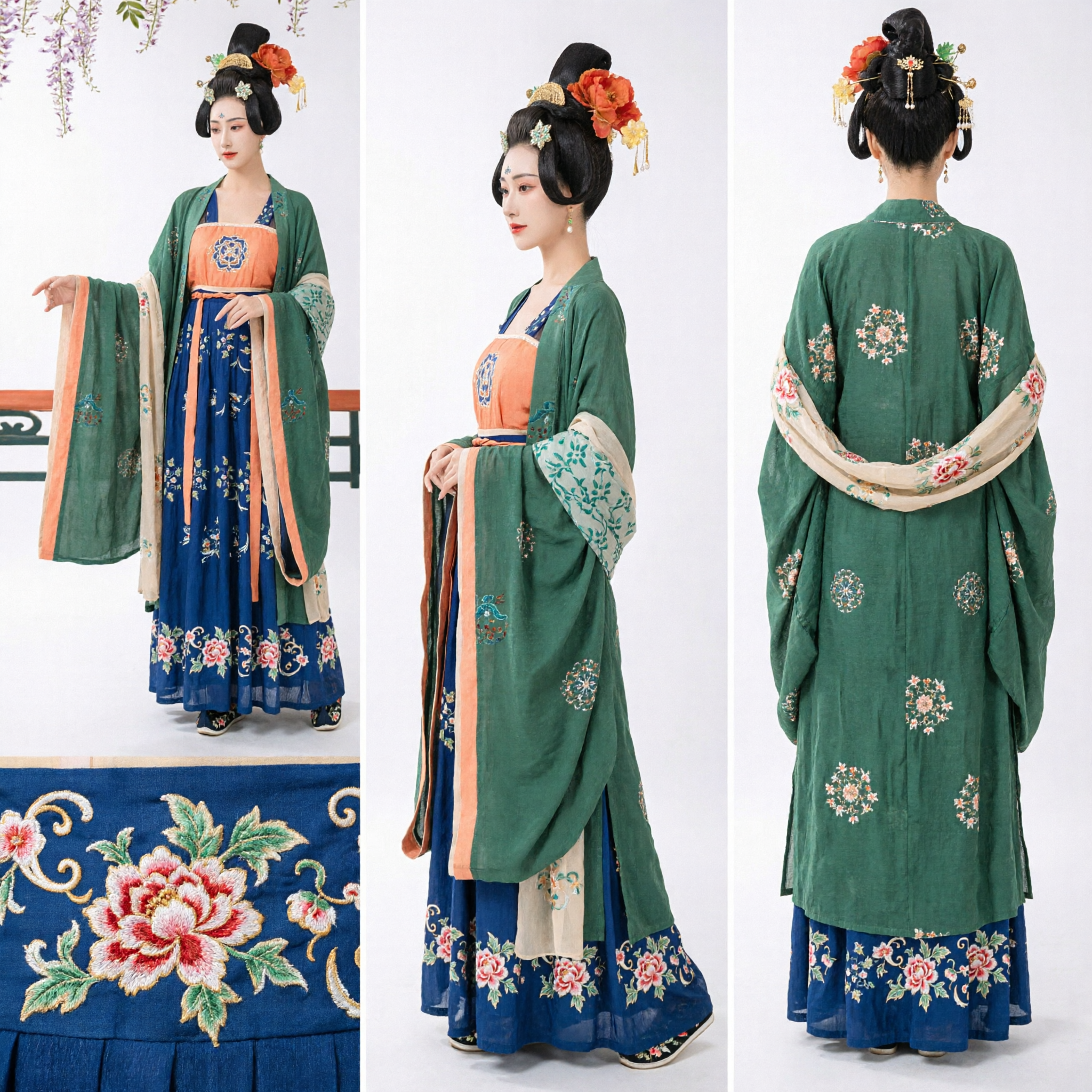 Traditional Chinese Tang Dynasty Hanfu Costume Green Palace Lady Ancient Princess Dress for Women Cosplay - Asian Costume