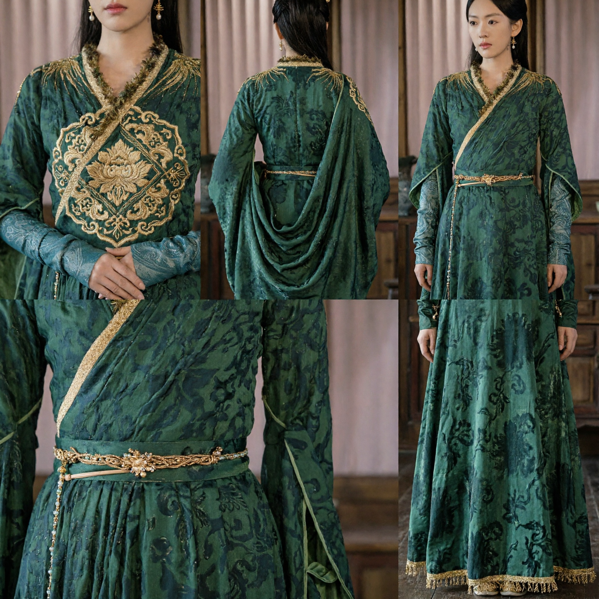 Ancient Chinese Green Hanfu Costume for Women Historical Drama Cosplay Princess Dress with Gold Embroidery - Asian Costume