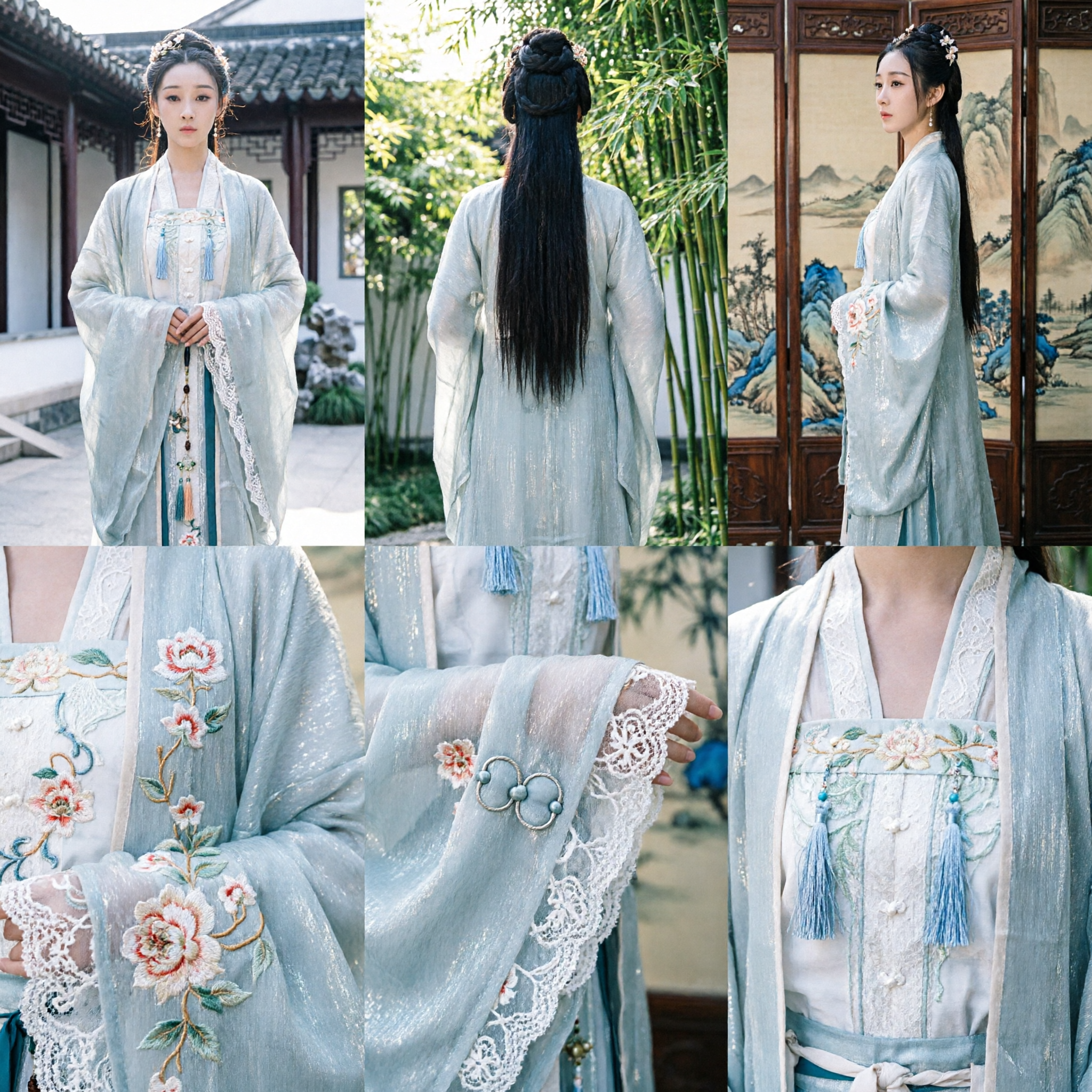 Elegant Light Blue Ancient Chinese Hanfu Costume Traditional Fairy Robe for Women Cosplay Photography - Asian Costume