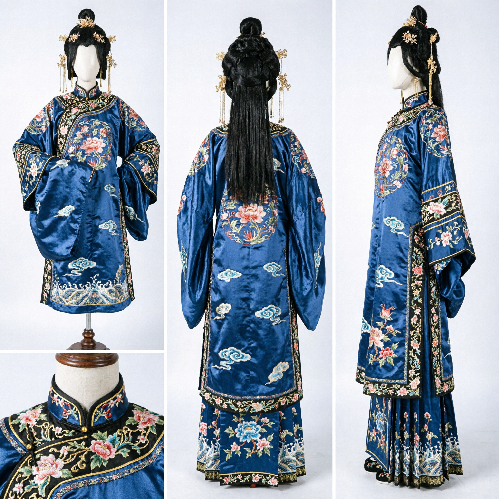 Traditional Chinese Hanfu Hair Accessories Set Gold Floral Hairpins with Pearls for Women Wedding Cosplay - Asian Costume