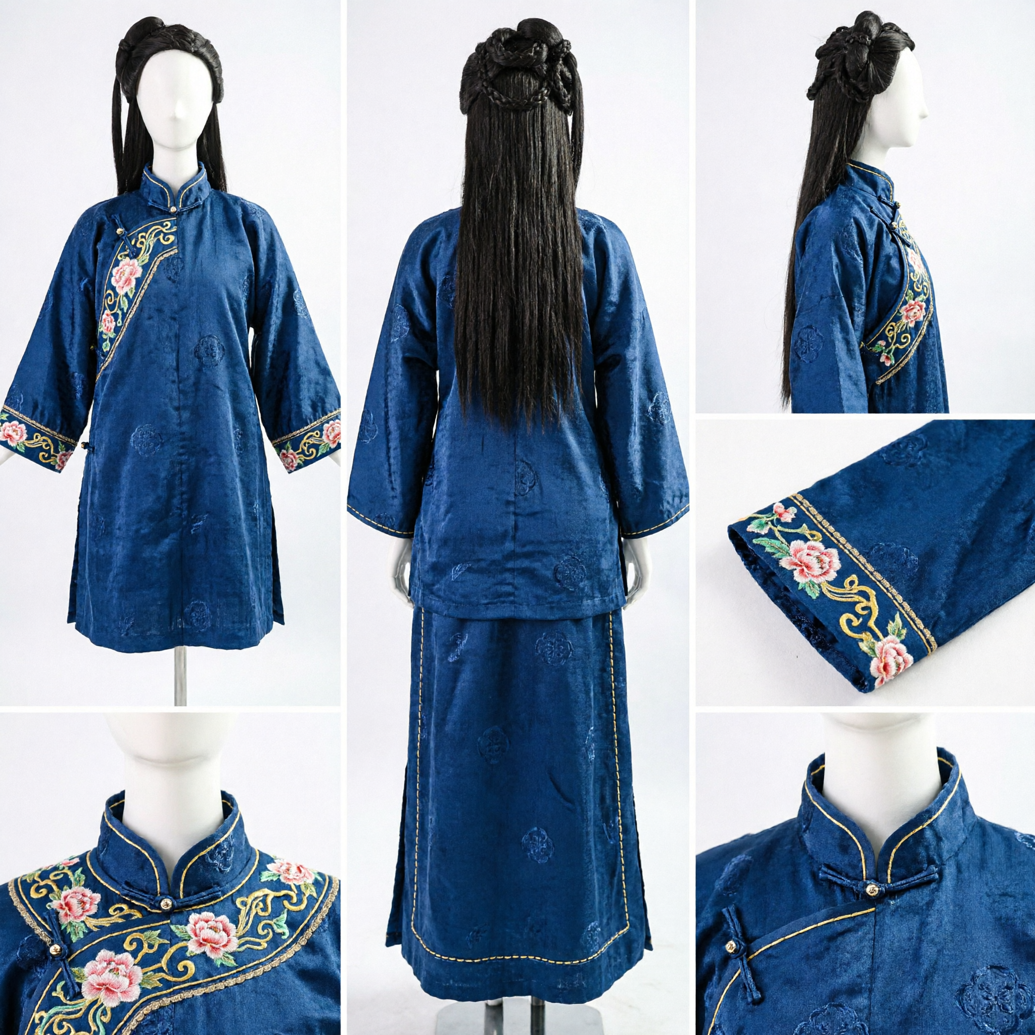 Ancient Chinese Hanfu Wig Traditional Black Hairpiece with Braided Bun for Women Cosplay and Performance - Asian Costume