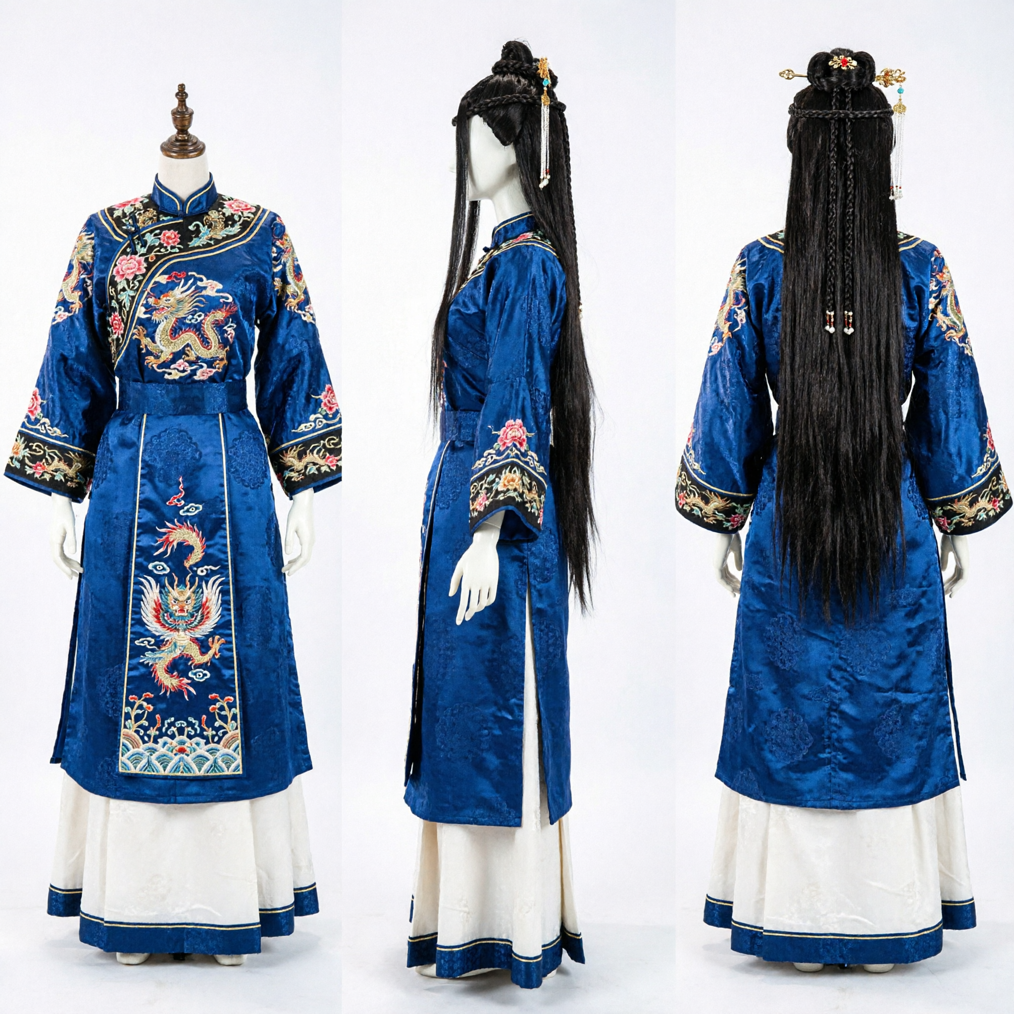 Traditional Chinese Ancient Style Wig Black Long Braided Hairpiece Hanfu Cosplay Costume Accessory for Adults - Asian Costume