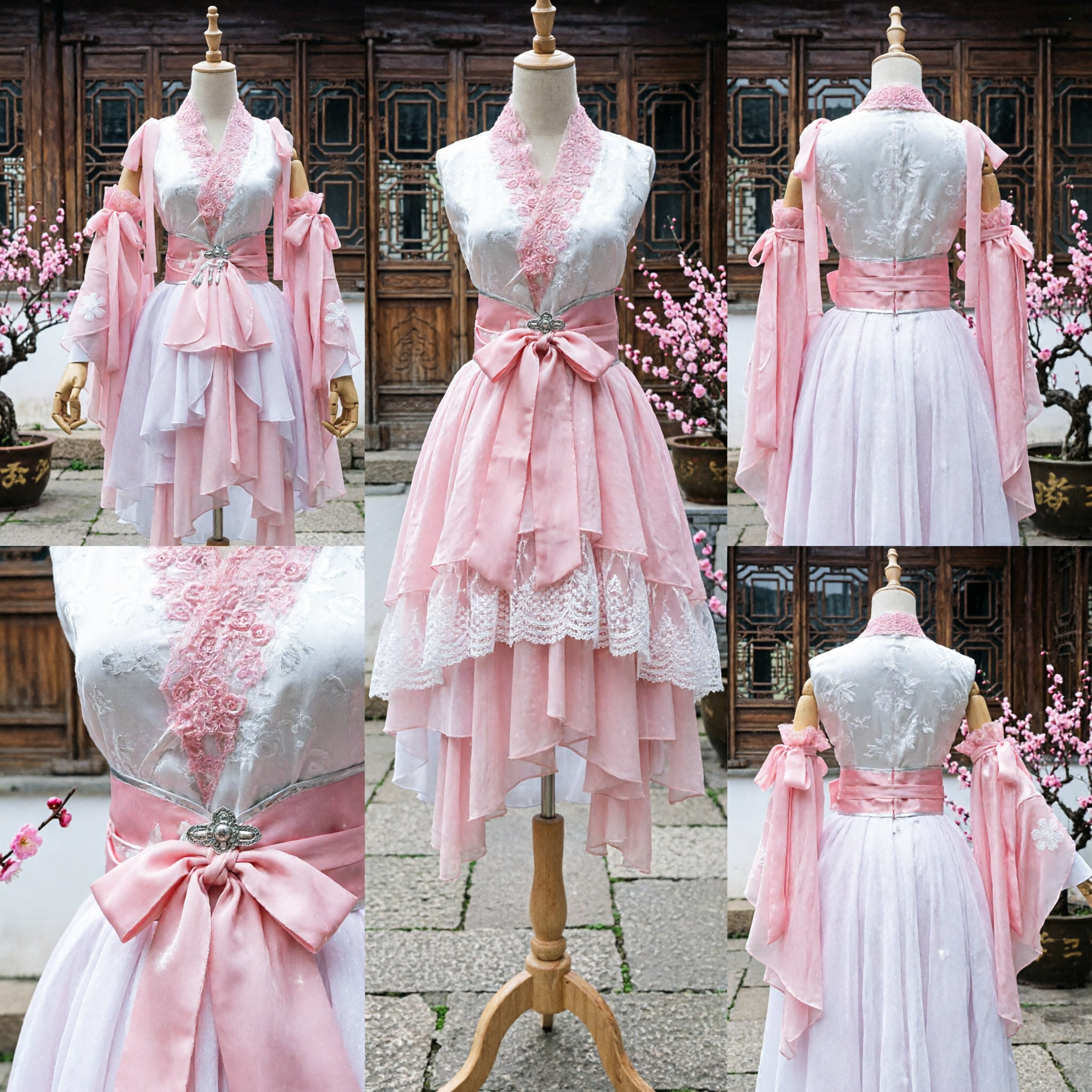 Elegant Pink Chinese Hanfu Traditional Ancient Fairy Princess Dress Women Cosplay Performance Costume Set - Asian Costume