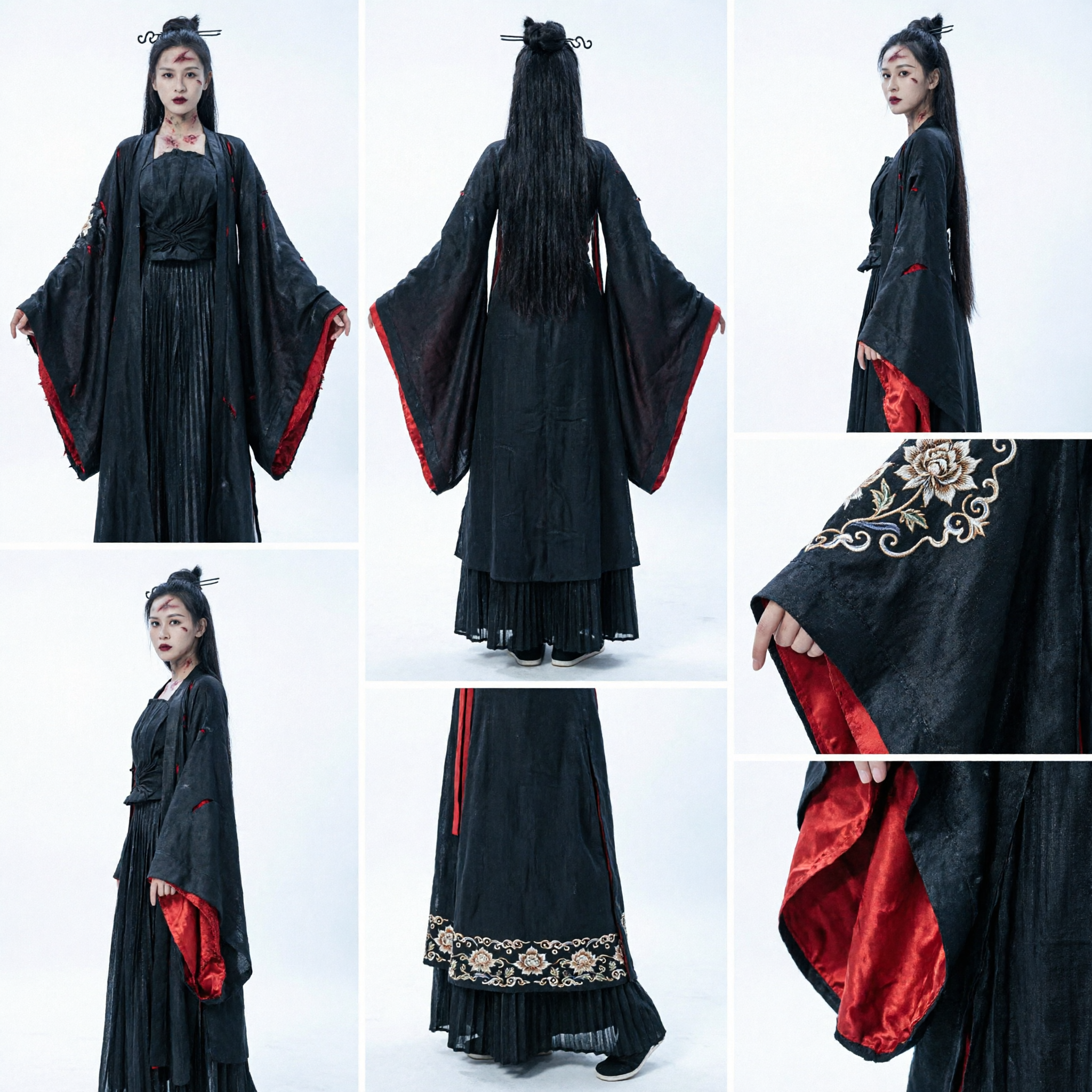 Chinese Traditional Hanfu Costume Ancient Swordswoman Black Robe Wuxia Assassin Dress for Women Cosplay - Asian Costume