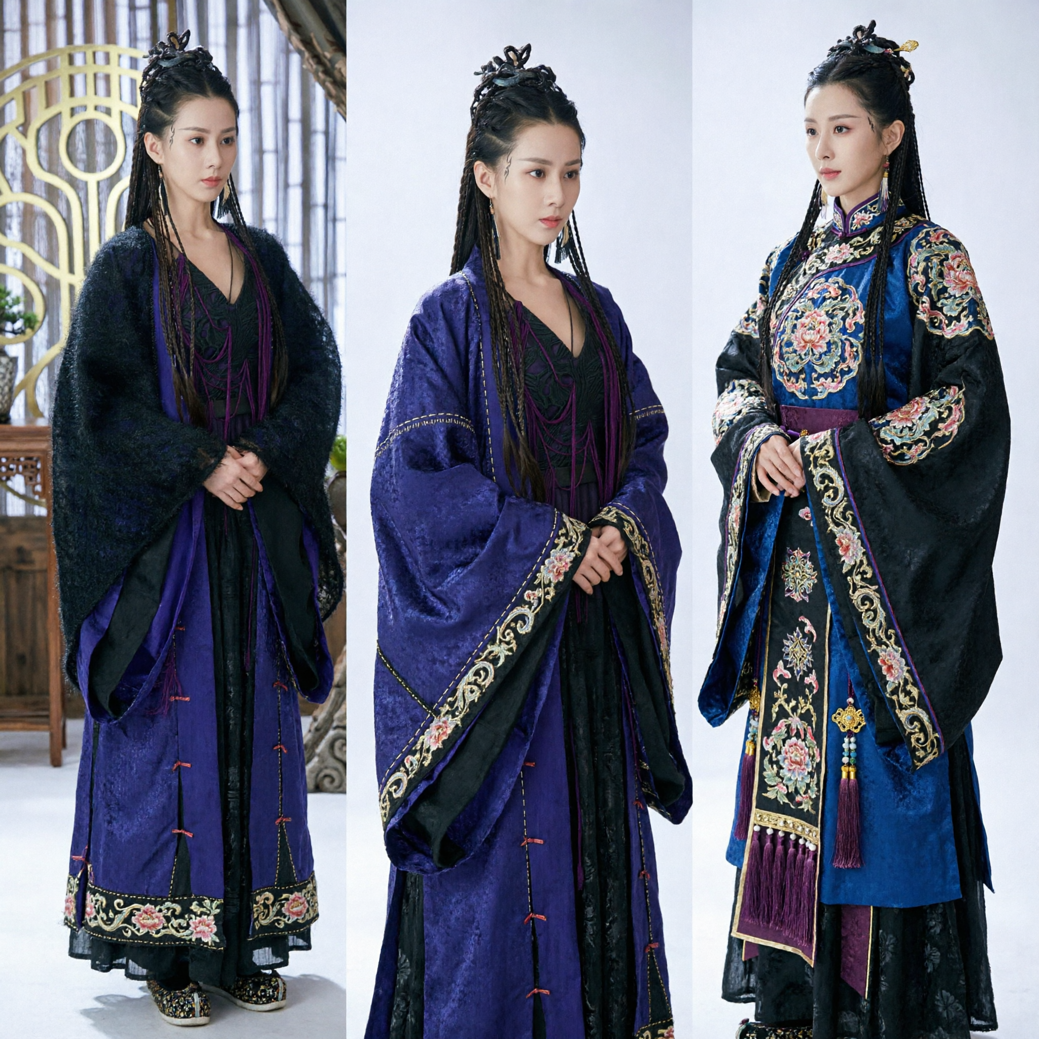 Chinese Ancient Wuxia Dark Purple Fantasy Drama Costume for Women Cosplay and Performance - Asian Costume