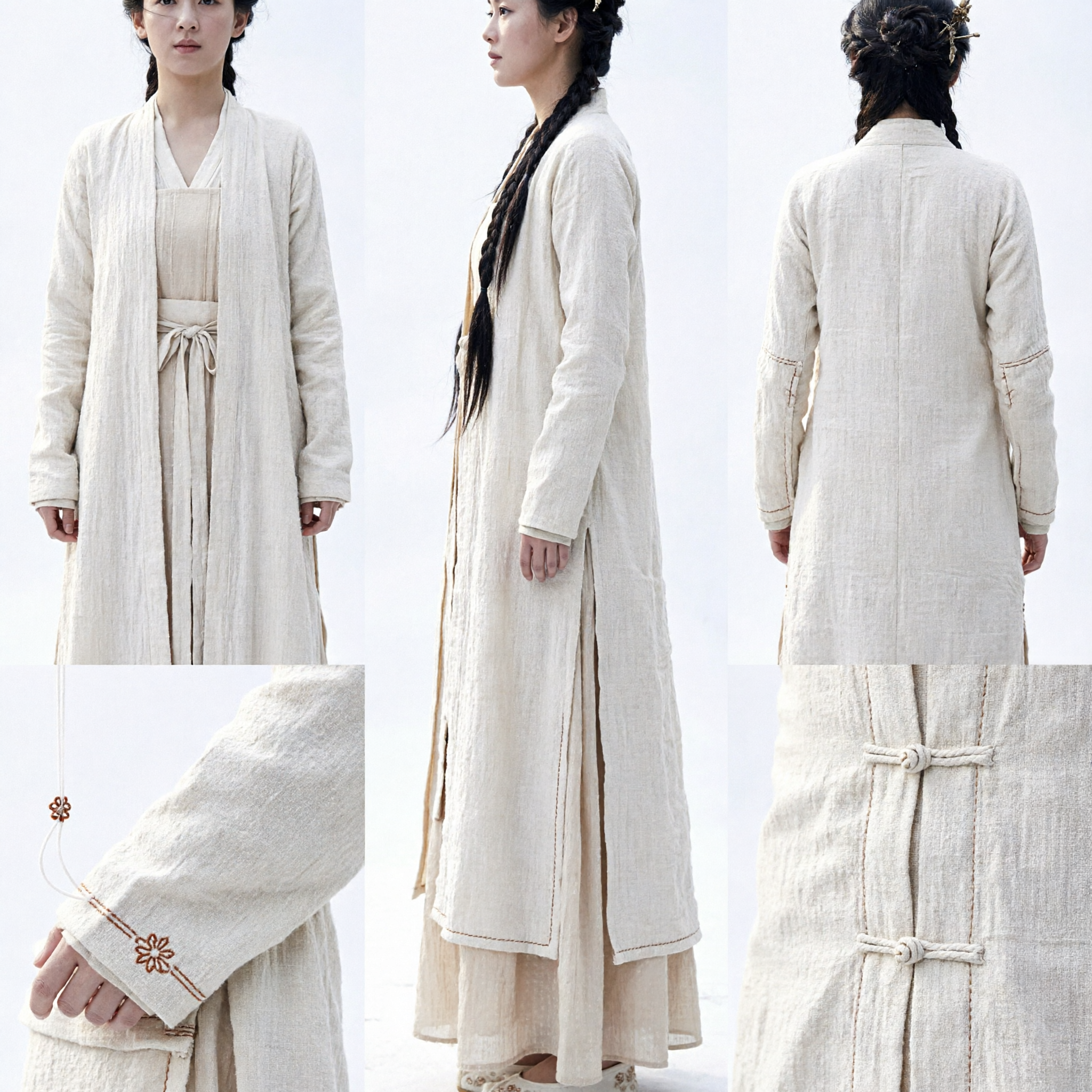 Ancient Chinese Hanfu Costume for Women Beige Traditional Dress Wuxia Period Drama Cosplay Outfit - Asian Costume