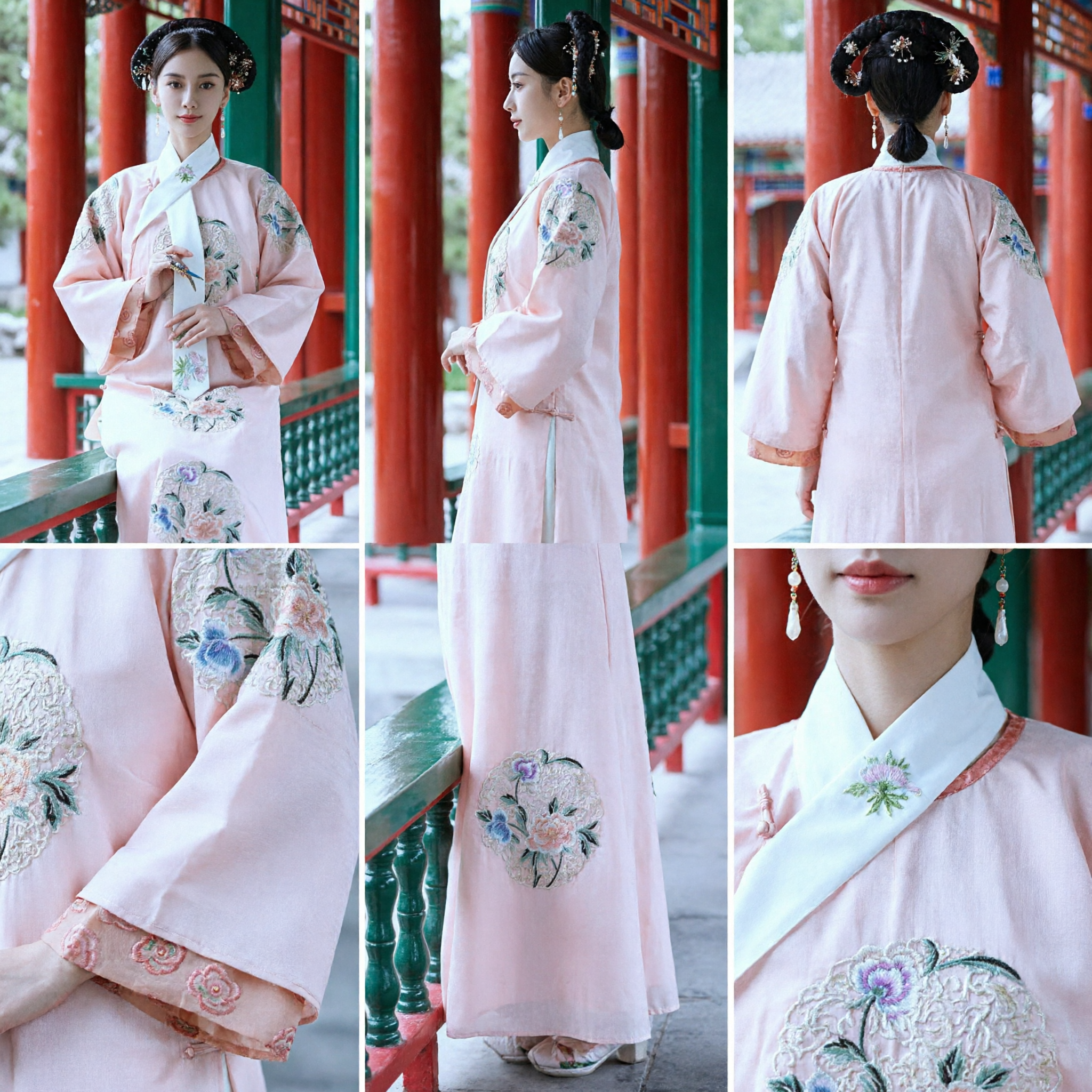 Elegant Pink Embroidered Hanfu Traditional Chinese Ming Dynasty Palace Costume for Women Historical Cosplay - Asian Costume