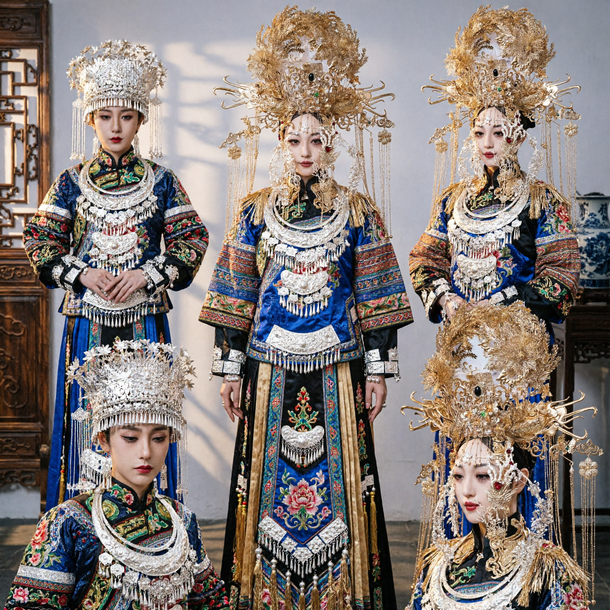 Exquisite Chinese Traditional Wedding Phoenix Crown Gold Filigree Headdress Xiuhe Suit Hair Jewelry for Brides - Asian Costume
