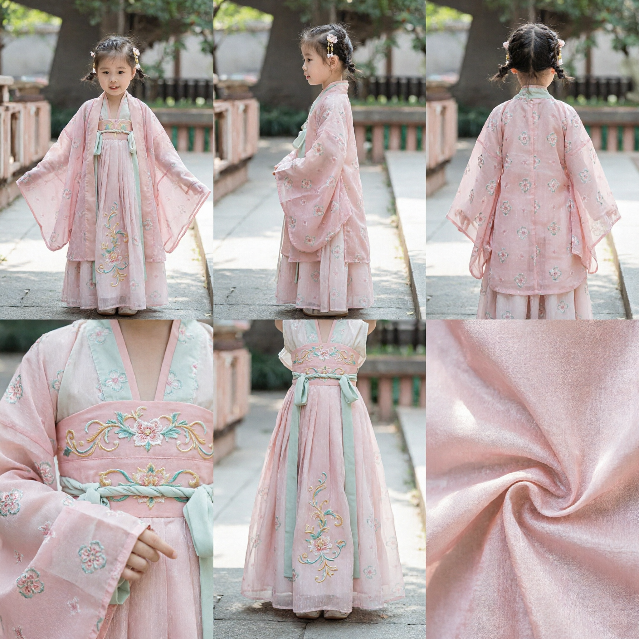 Pink Chinese Traditional Hanfu for Girls Kids Tang Dynasty Ancient Princess Dress Costume - Asian Costume