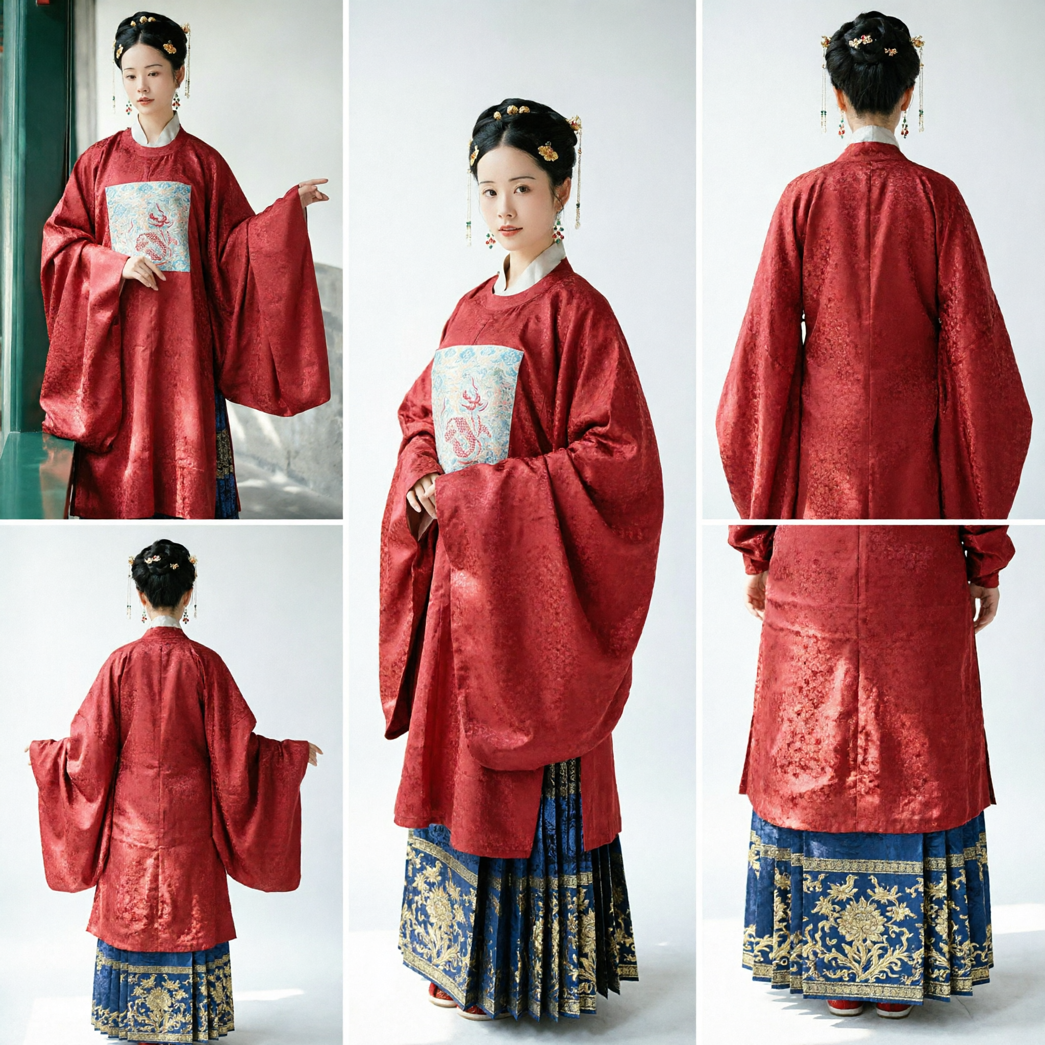 Ancient Chinese Red Ming Dynasty Hanfu Pifeng Jacket Traditional Wedding Costume Embroidered Robe for Women - Asian Costume