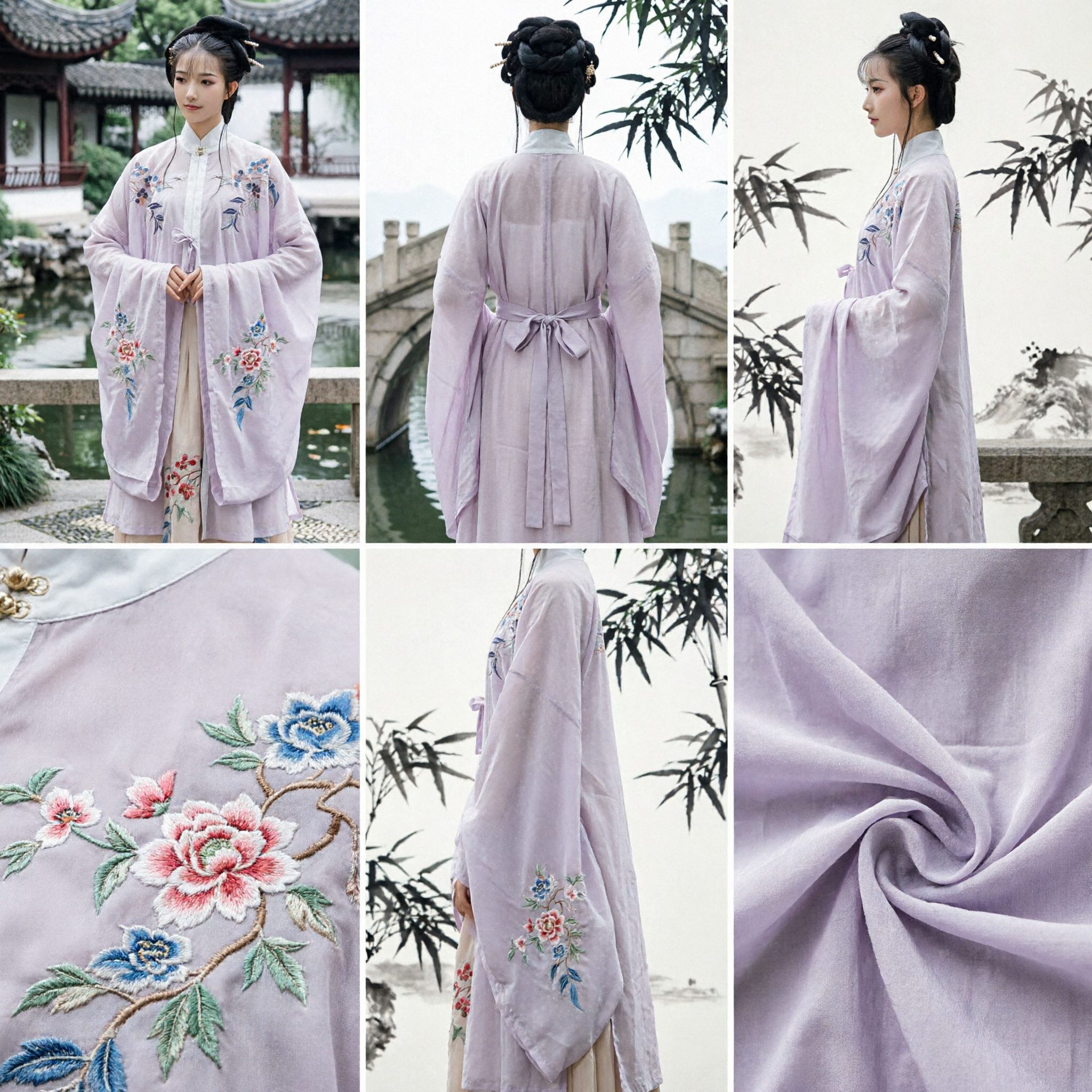 Traditional Chinese Hanfu Costume Women Ming Dynasty Style Lavender Embroidered Coat and Skirt Set for Photoshoot - Asian Costume