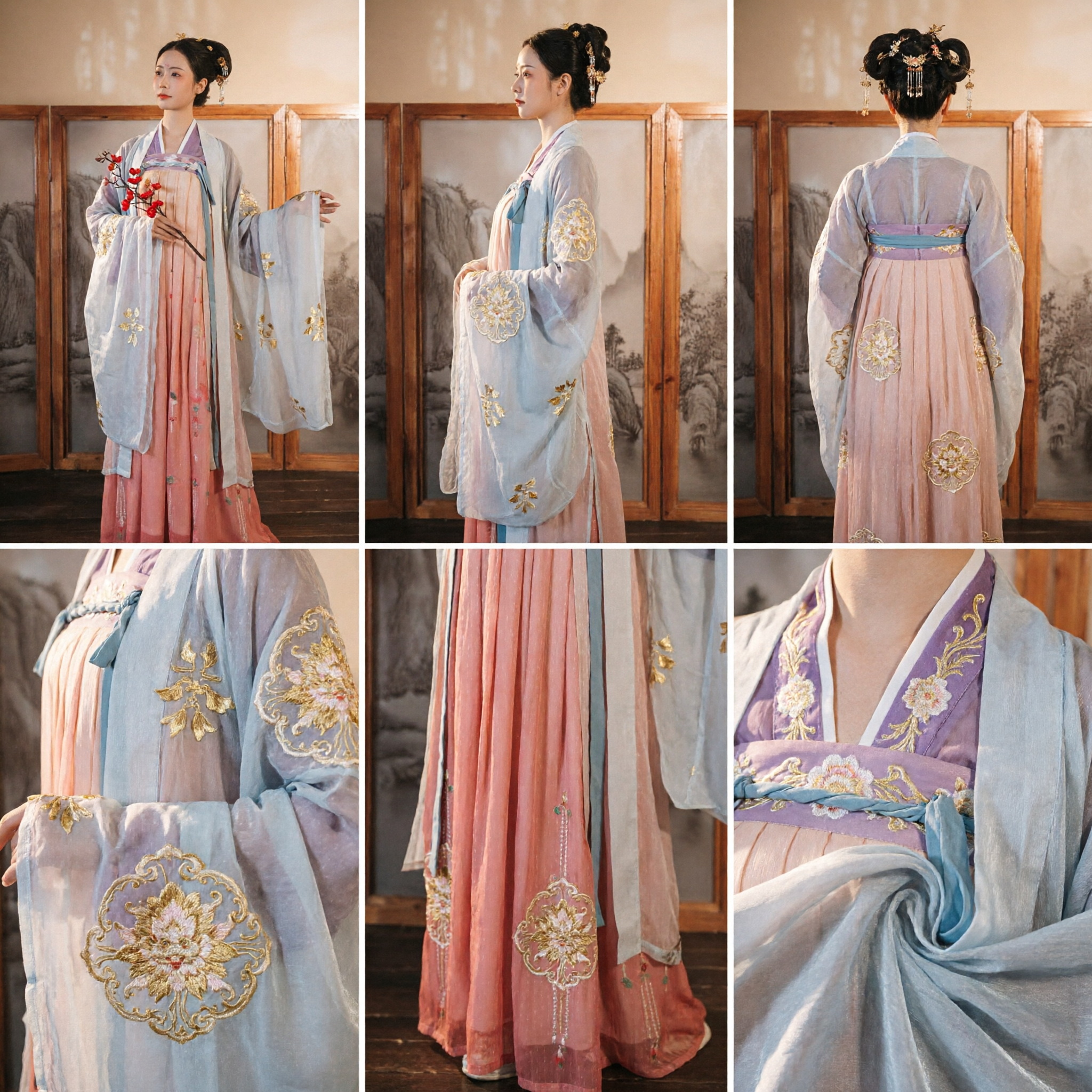 Traditional Chinese Hanfu Tang Dynasty Ancient Princess Costume for Women, Elegant Embroidered Wide Sleeve Fairy Dress for Performance - Asian Costume