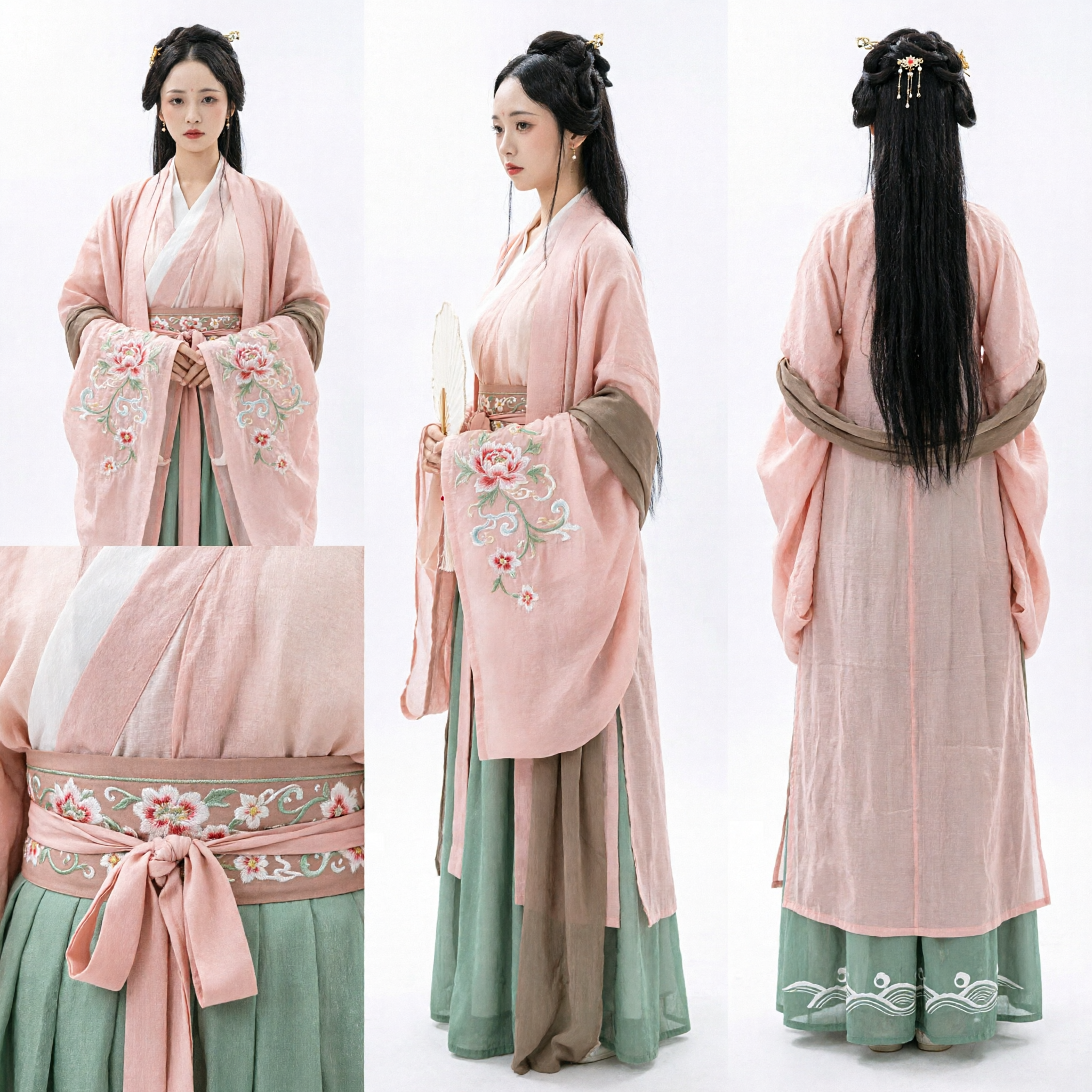 Elegant Chinese Traditional Hanfu Costume Ancient Fairy Princess Dress Pink Robe Green Skirt for Women - Asian Costume
