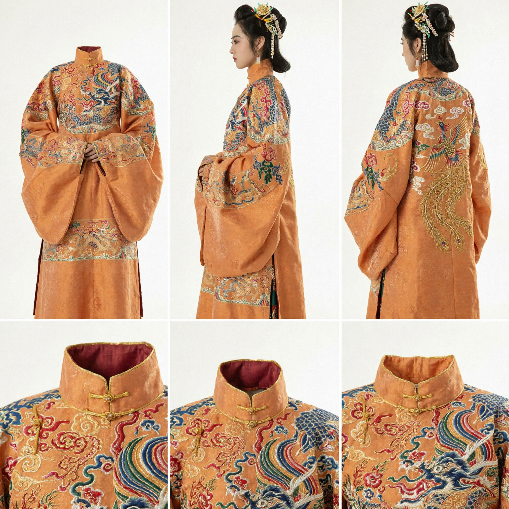 Traditional Chinese Ming Dynasty Hanfu for Women Orange Dragon Embroidery Palace Lady Costume Ancient Princess Dress - Asian Costume