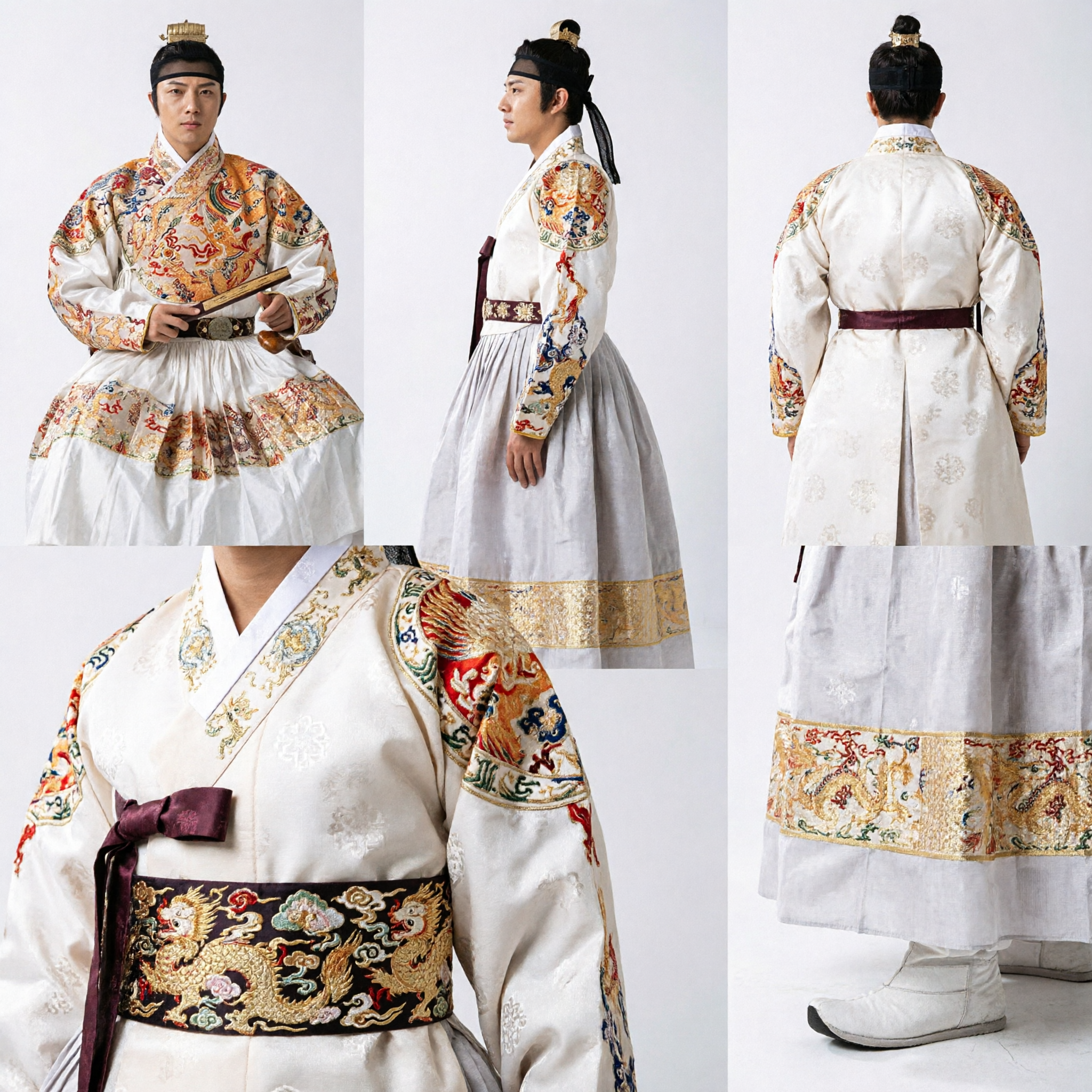 Men's Traditional Korean Hanbok Royal Dragon Embroidery Costume for Weddings Historical Drama and Cosplay - Asian Costume