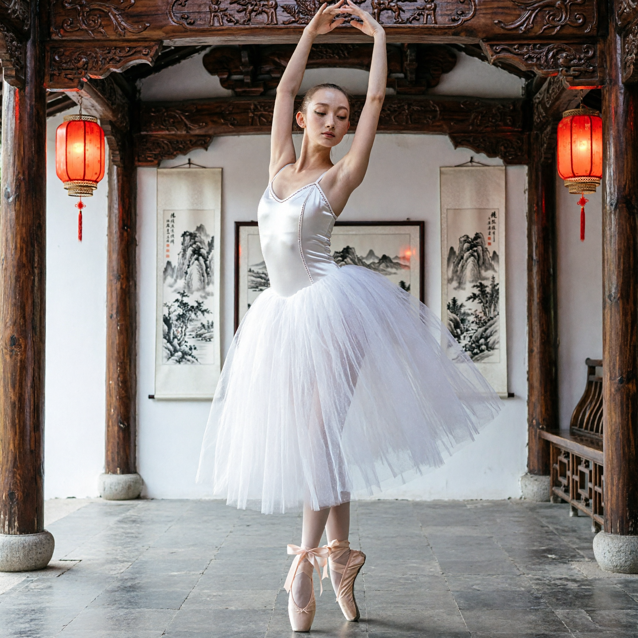 Classic White Romantic Ballet Tutu Dress for Women and Girls Stage Performance Recital Costume - Asian Costume