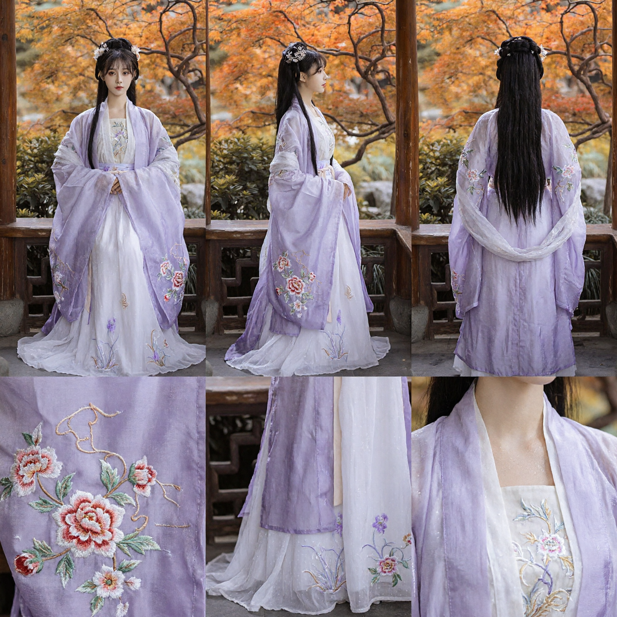 Elegant Purple Hanfu Traditional Chinese Ancient Costume Embroidered Fairy Dress for Women Historical Cosplay and Photography - Asian Costume
