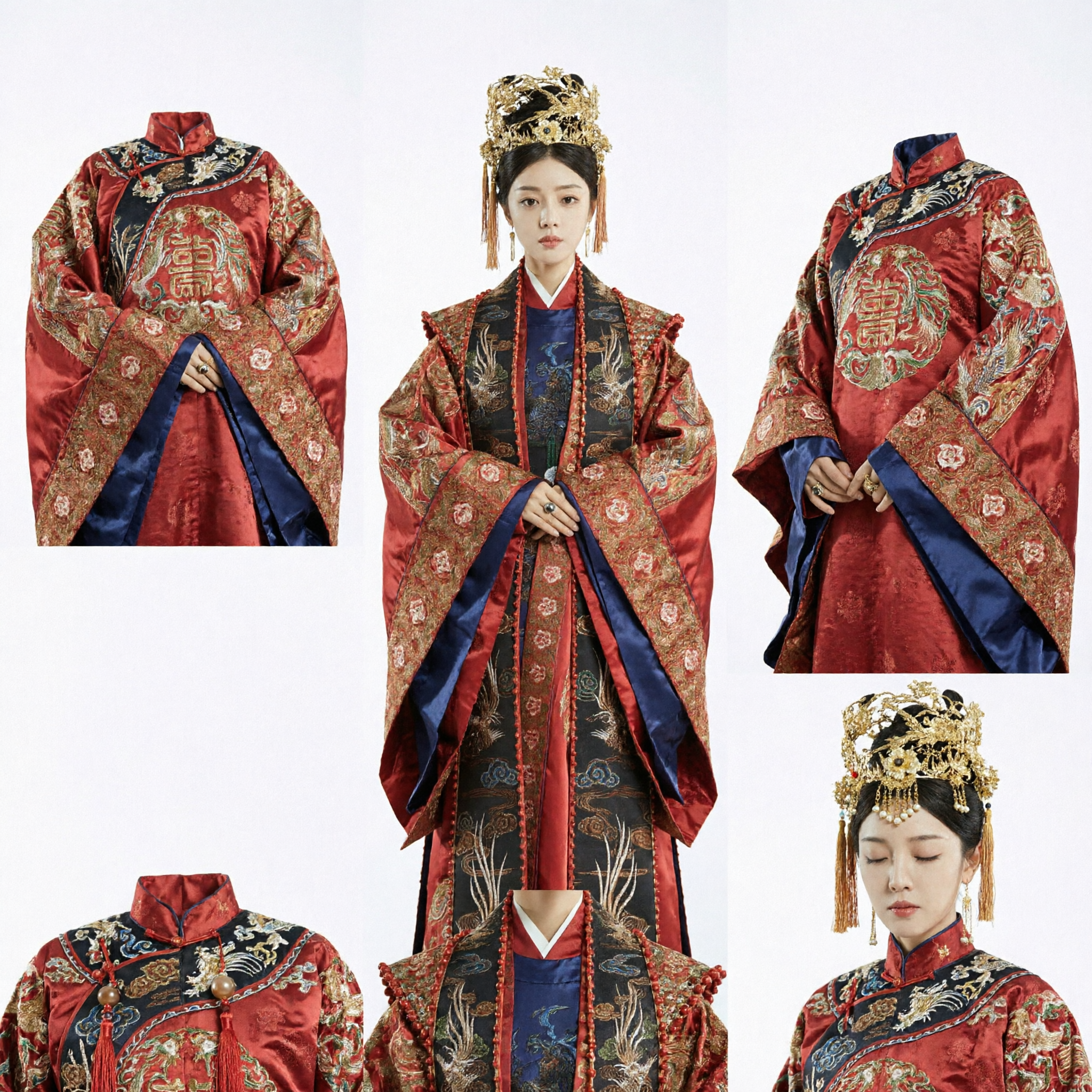 Ancient Chinese Empress Costume Traditional Hanfu Dress Women's Red Embroidered Robe for Cosplay Photography - Asian Costume