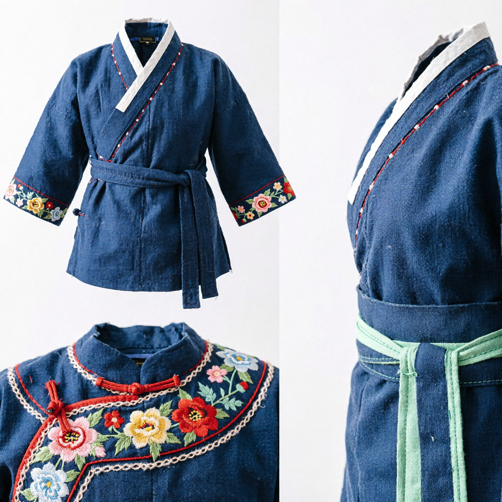 Traditional Japanese Wooden Geta Clogs Red Floral Fabric Strap Sandals for Kimono Yukata Cosplay - Asian Costume