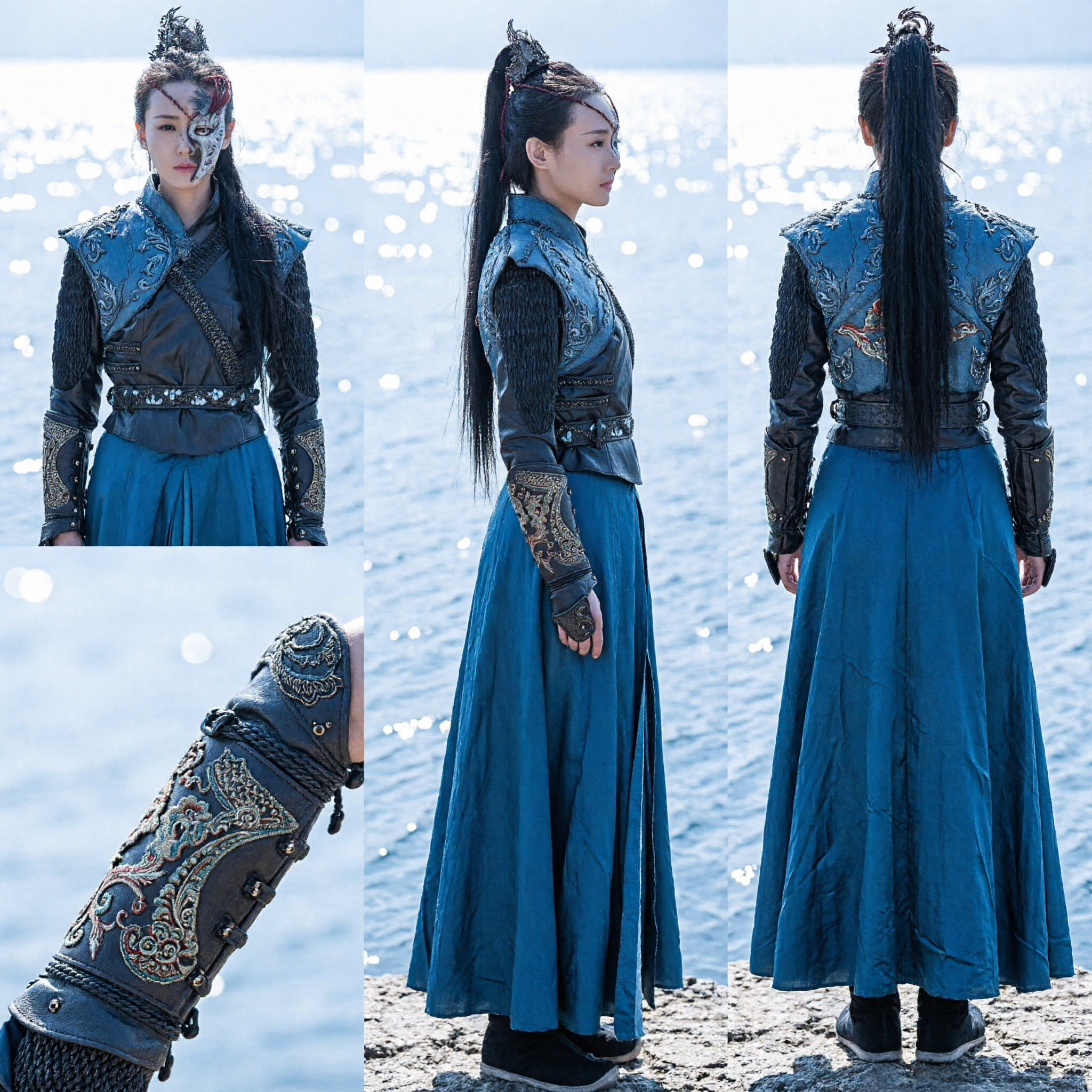 Traditional Chinese Ancient Blue Knight Errant Costume Wuxia Swordsman Hanfu for Women Cosplay - Asian Costume