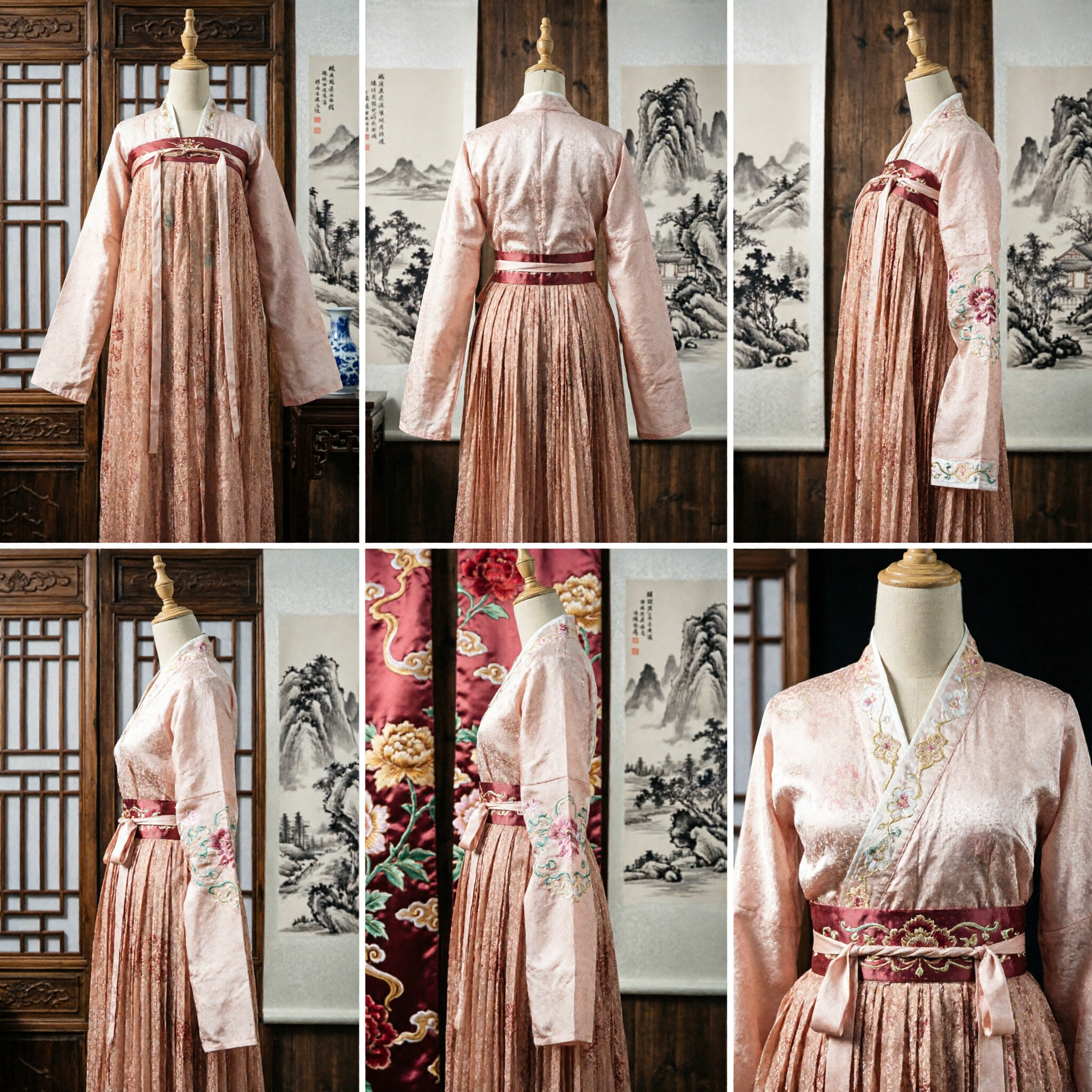 Traditional Chinese Tang Dynasty Hanfu Pink Chest-High Ruqun Ancient Costume Women's Historical Dress for Cosplay - Asian Costume