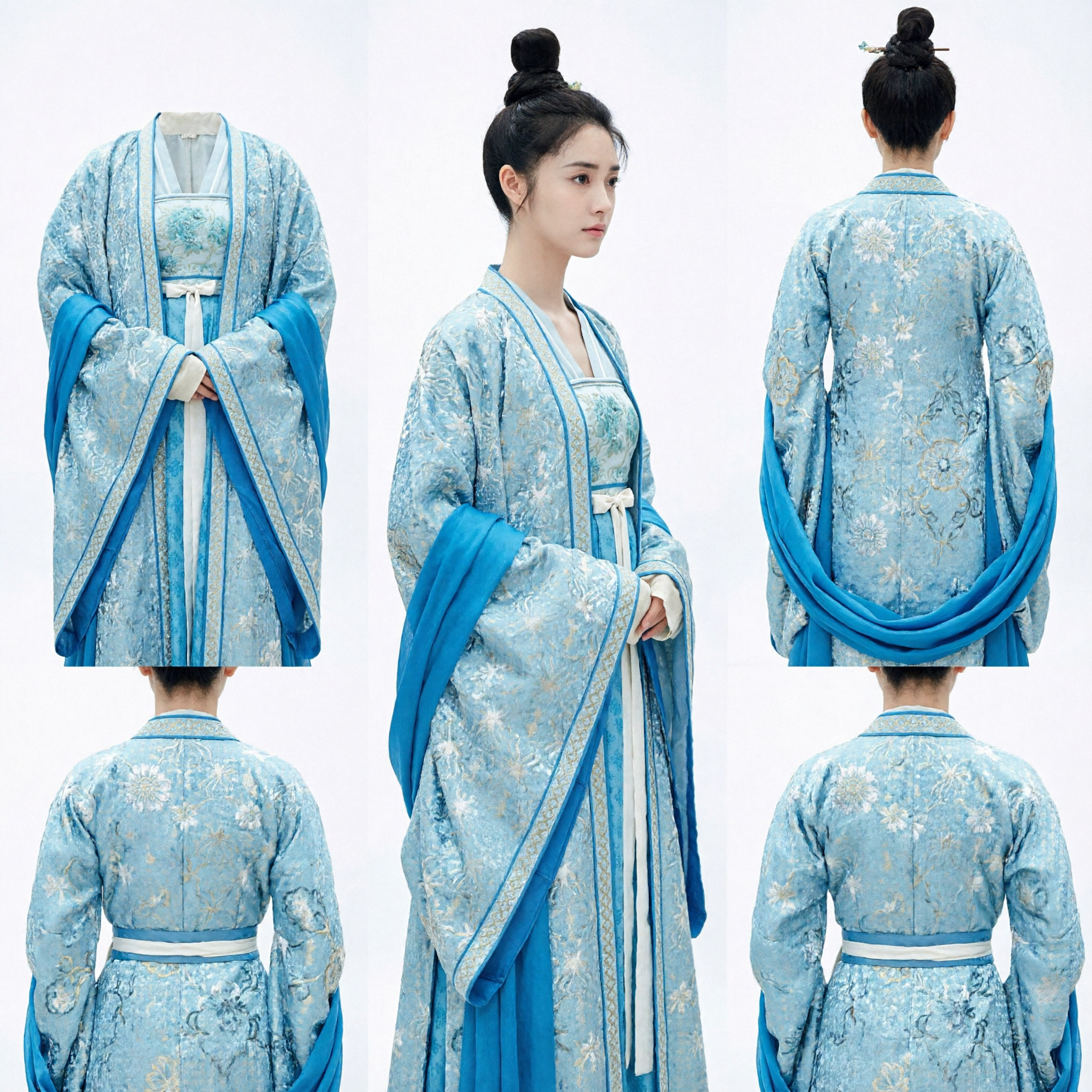 Elegant Light Blue Traditional Chinese Hanfu Dress Ancient Tang Dynasty Costume for Women Historical Cosplay - Asian Costume