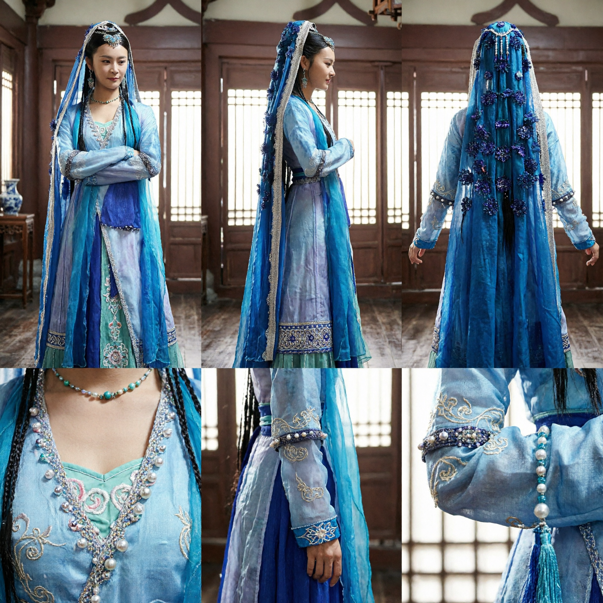 Ancient Chinese Blue Hanfu Costume for Women Traditional Princess Dress Historical Drama Cosplay Performance Outfit - Asian Costume