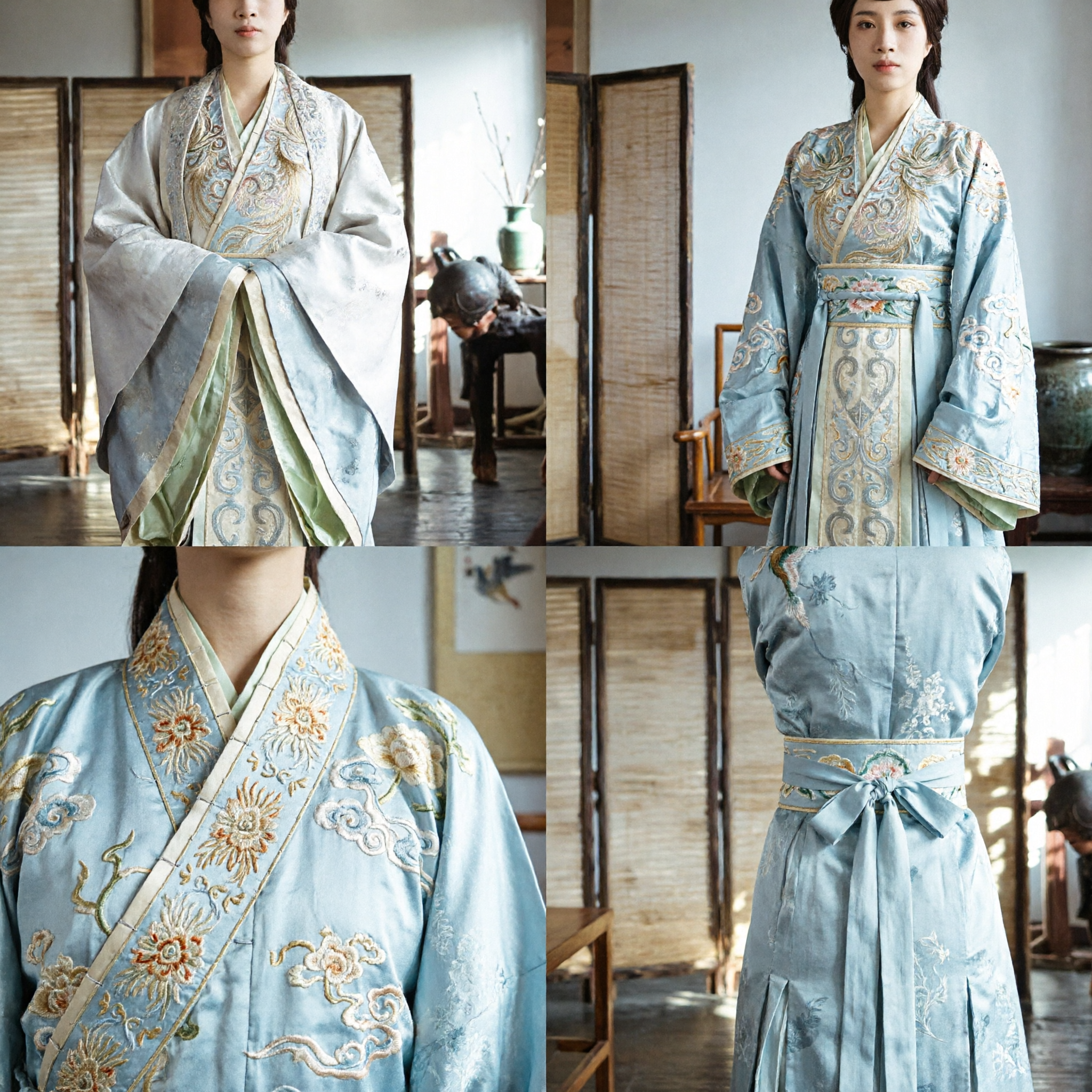 Traditional Chinese Ancient Scholar Hanfu Costume Embroidered Wide Sleeve Robe for Men Cosplay Photography - Asian Costume