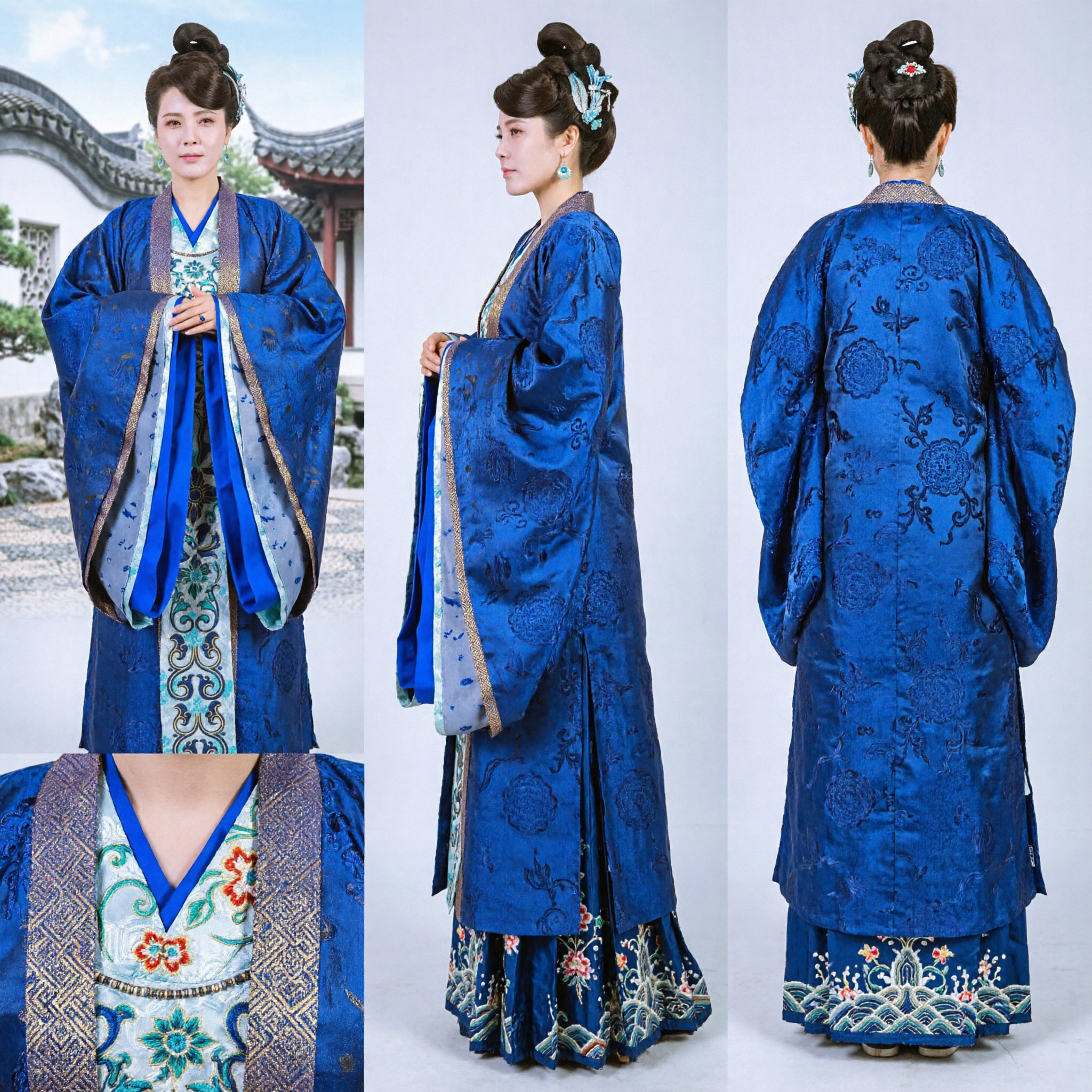 Ancient Chinese Blue Hanfu Costume Traditional Han Dynasty Nobility Princess Dress for Women Stage Performance - Asian Costume