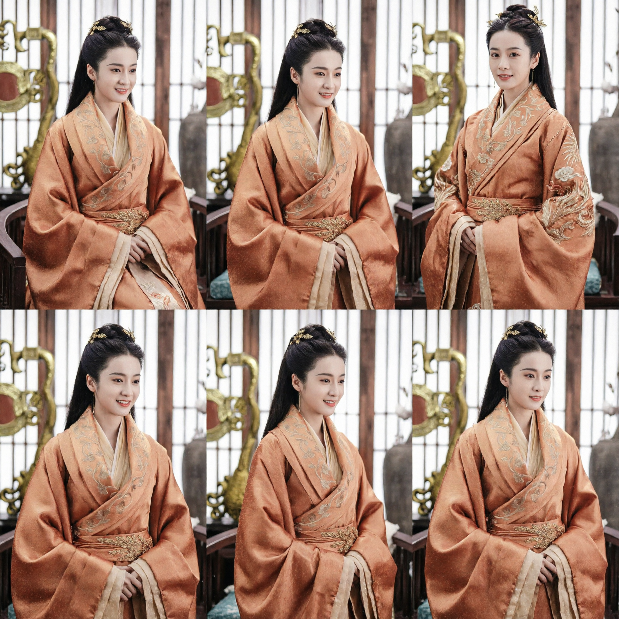 Ancient Chinese Princess Hanfu Costume Orange Silk Robe with Gold Embroidery for Women Cosplay - Asian Costume