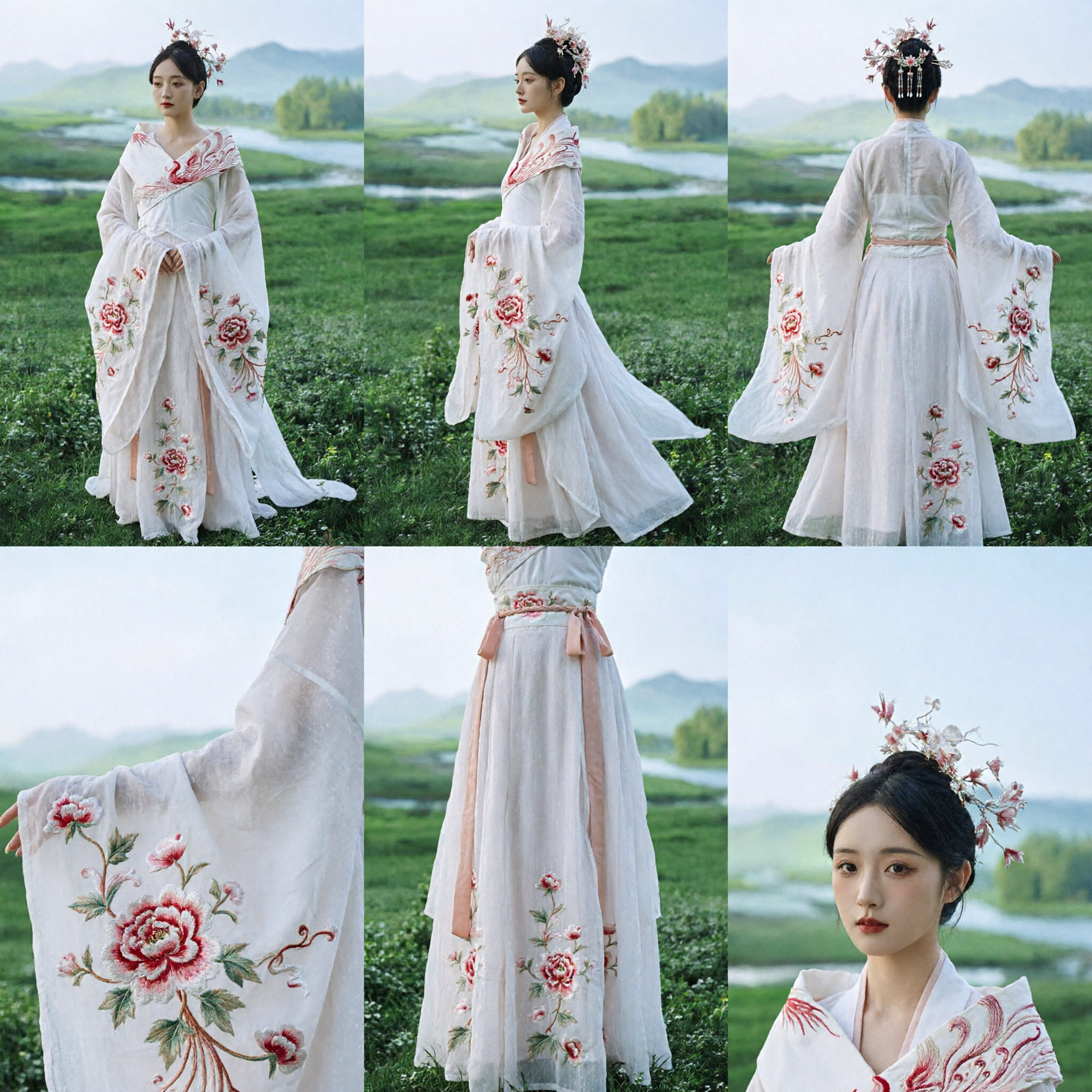 Elegant White Hanfu Traditional Chinese Ancient Costume Fairy Dress with Phoenix Embroidery Cloak for Women Cosplay - Asian Costume