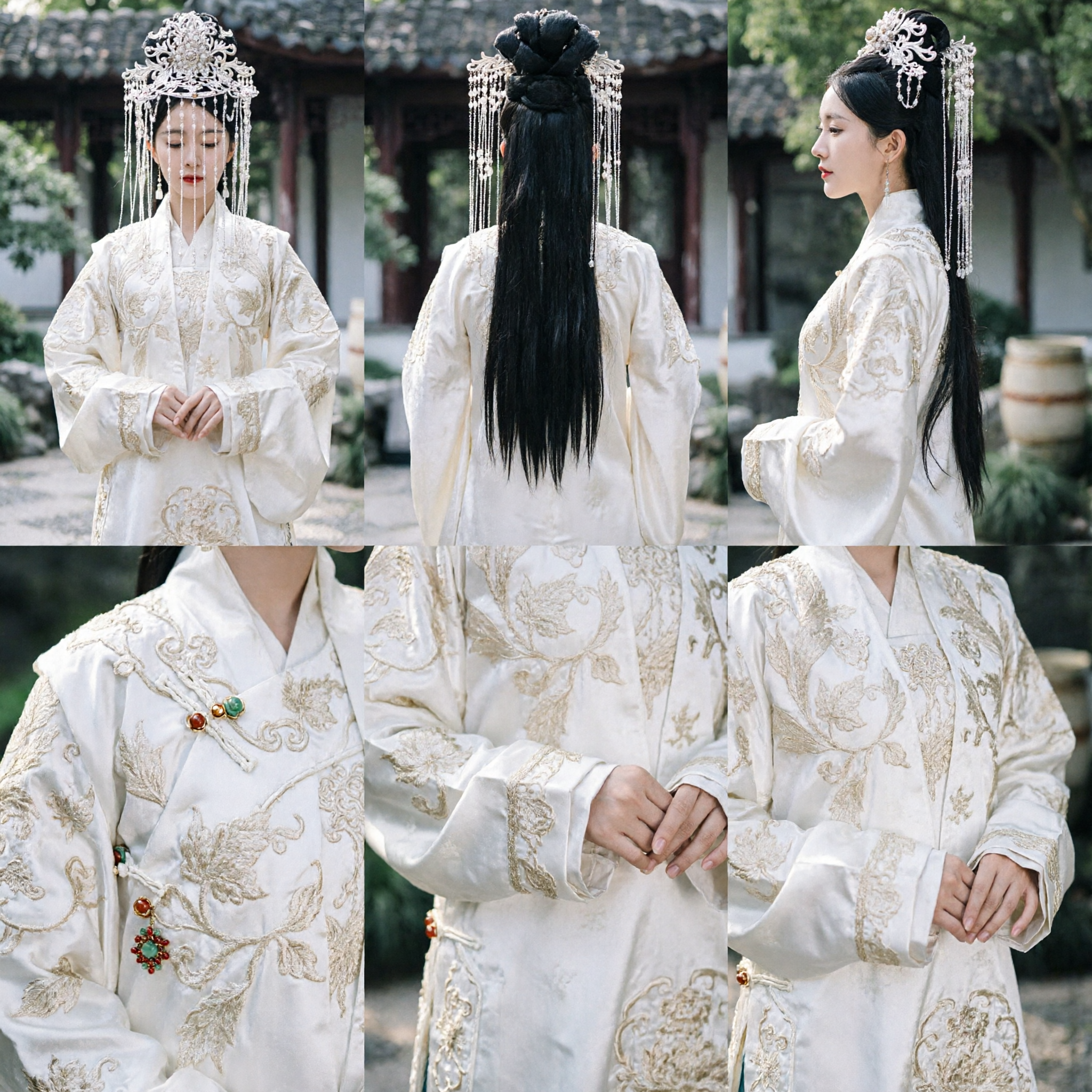 Exquisite Chinese Traditional Silver Hair Crown Headdress for Hanfu Ancient Fairy Cosplay Wedding - Asian Costume