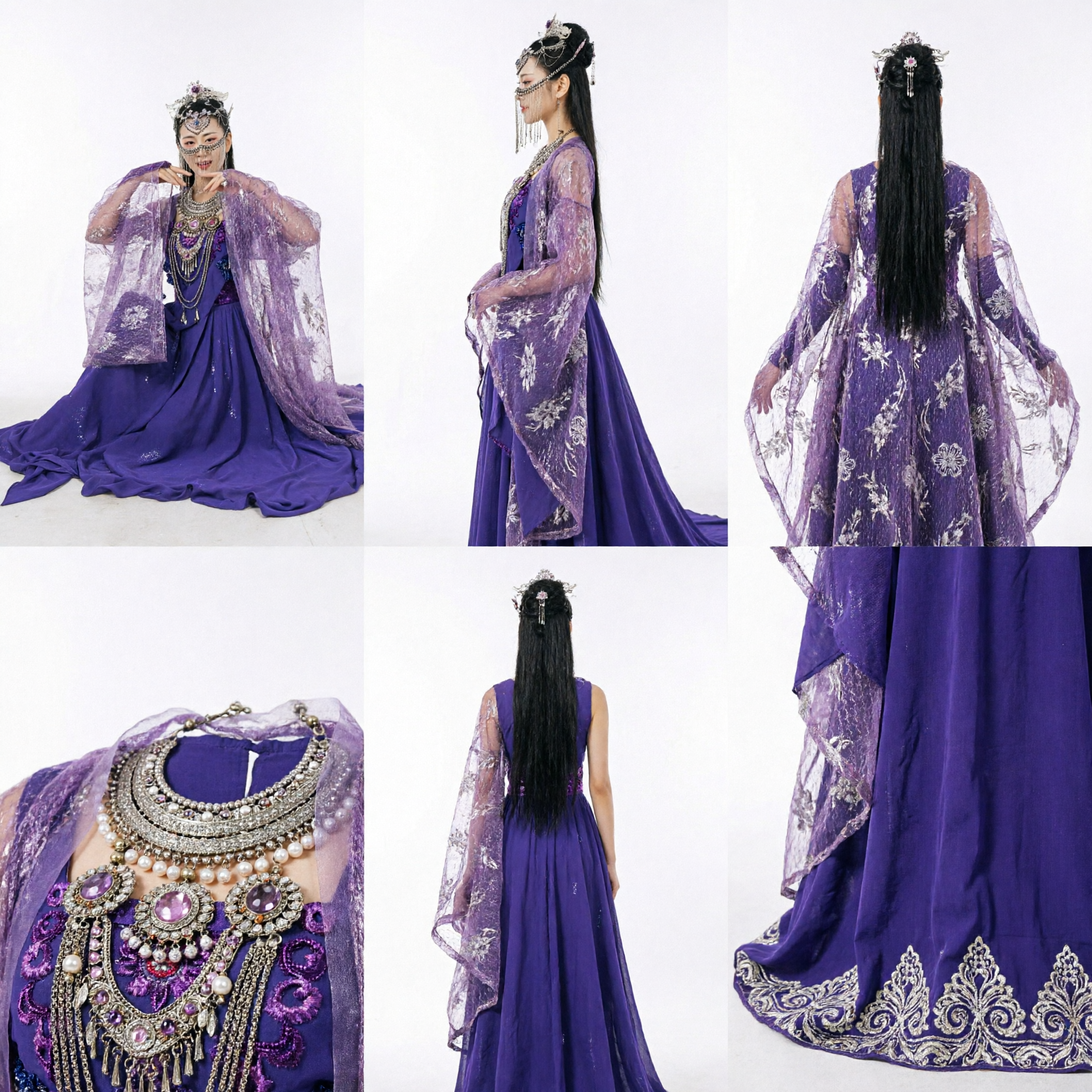 Traditional Chinese Purple Dunhuang Flying Apsara Costume Ancient Princess Dress for Women Dance Performance - Asian Costume