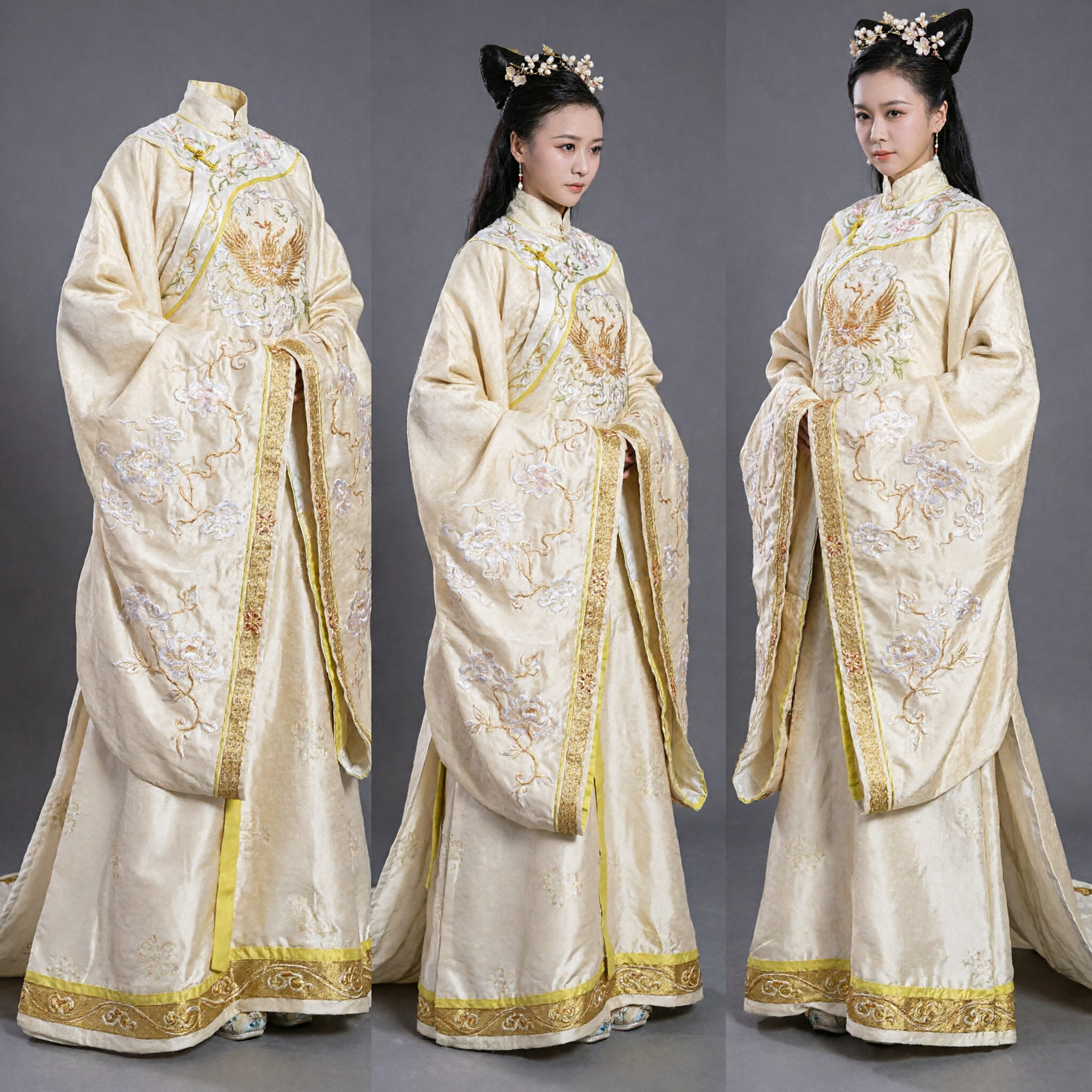 Traditional Chinese Yellow Hanfu Ancient Princess Costume Long Train Dress for Women Historical Cosplay Performance - Asian Costume