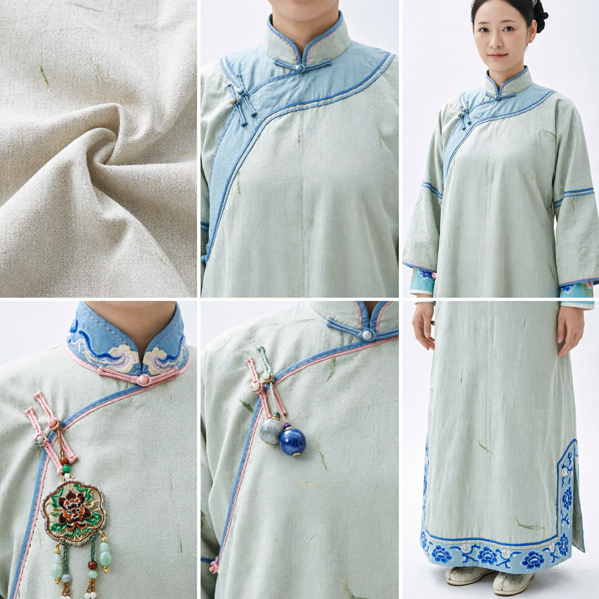 Traditional Chinese Qing Dynasty Beige Changpao Ancient Manchu Robe Historical Costume for Women Cosplay - Asian Costume