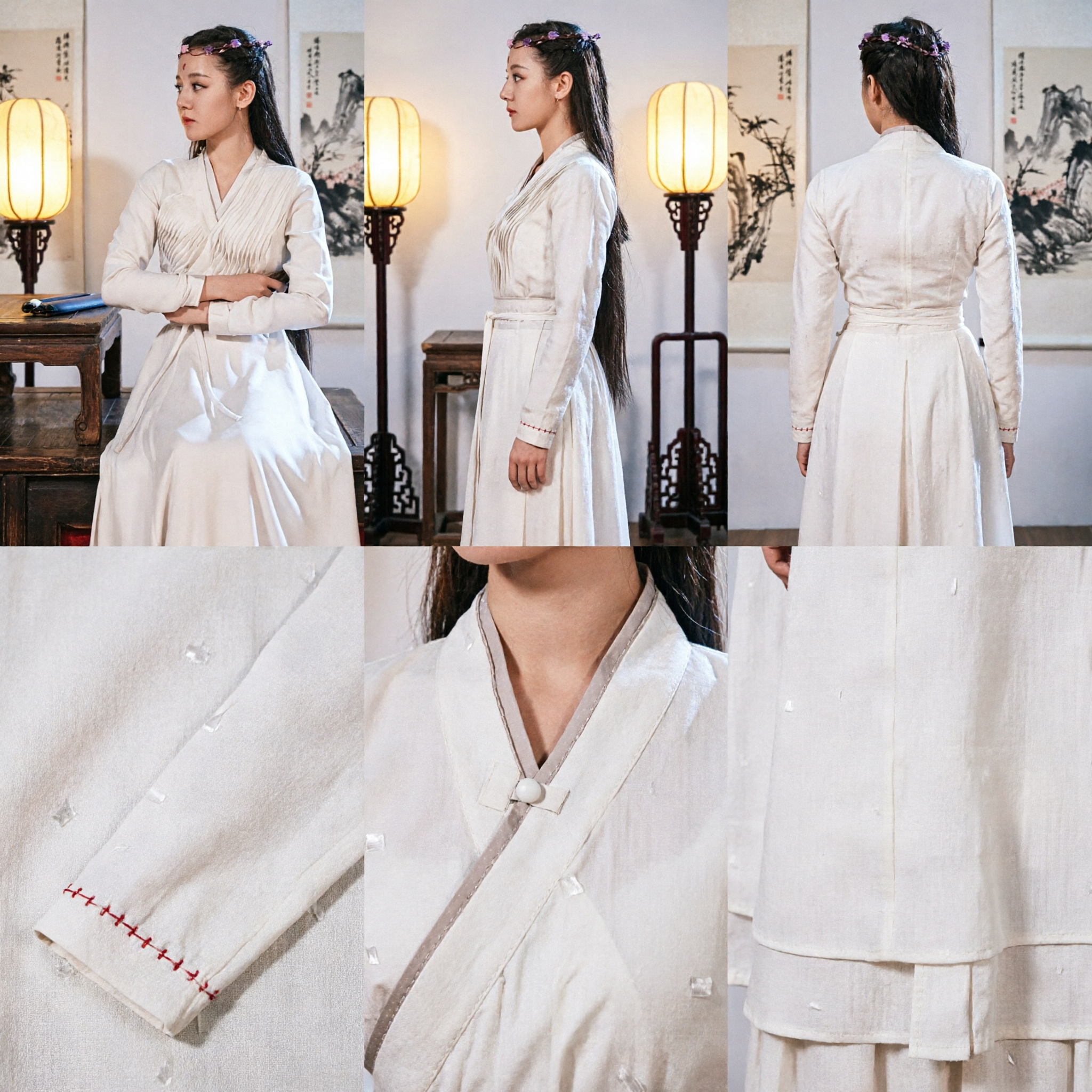 Elegant White Traditional Chinese Hanfu Ancient Fairy Dress Women's Costume for Cosplay and Photography - Asian Costume