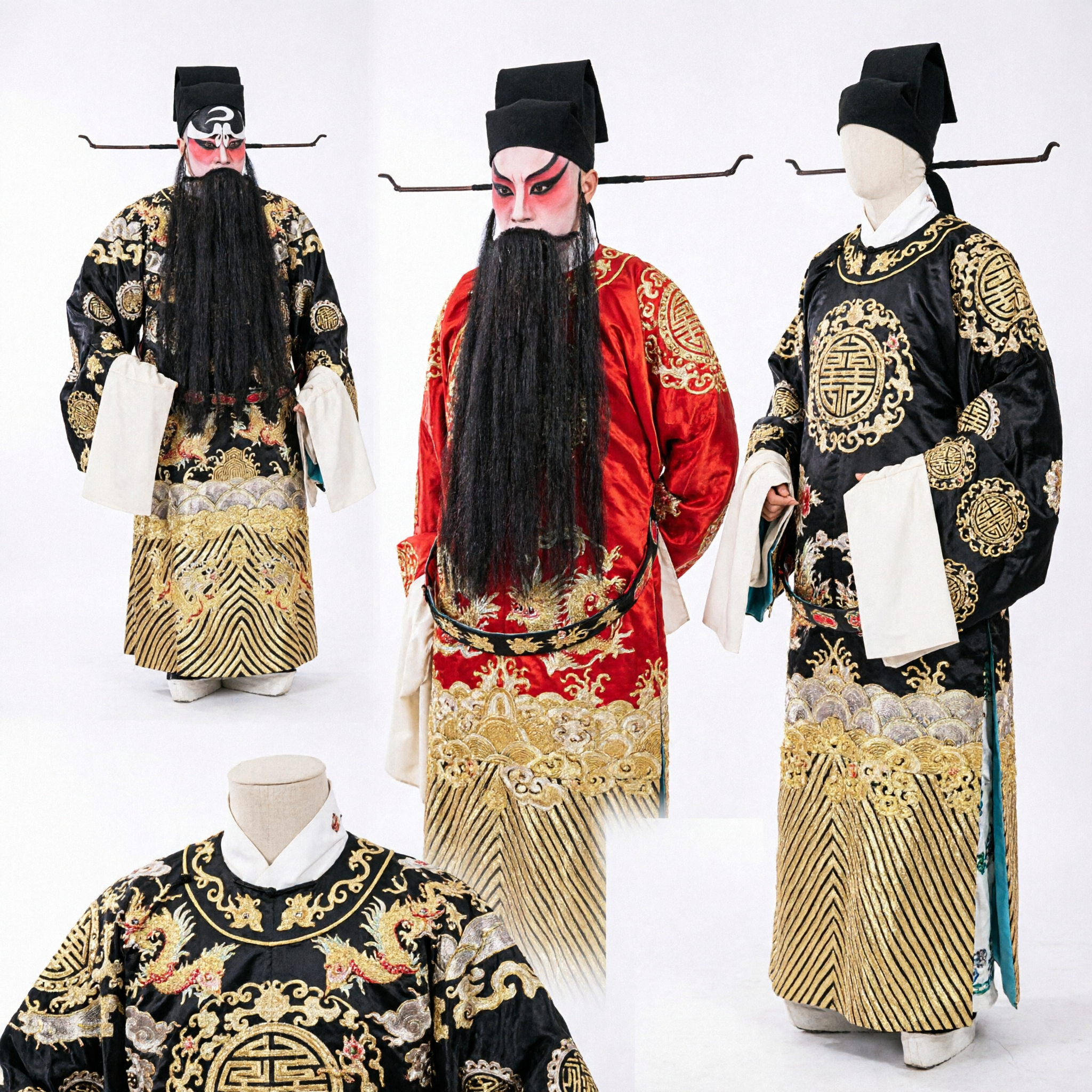Men's Traditional Chinese Peking Opera Costume Black Dragon Robe Judge Bao Stage Performance Outfit - Asian Costume