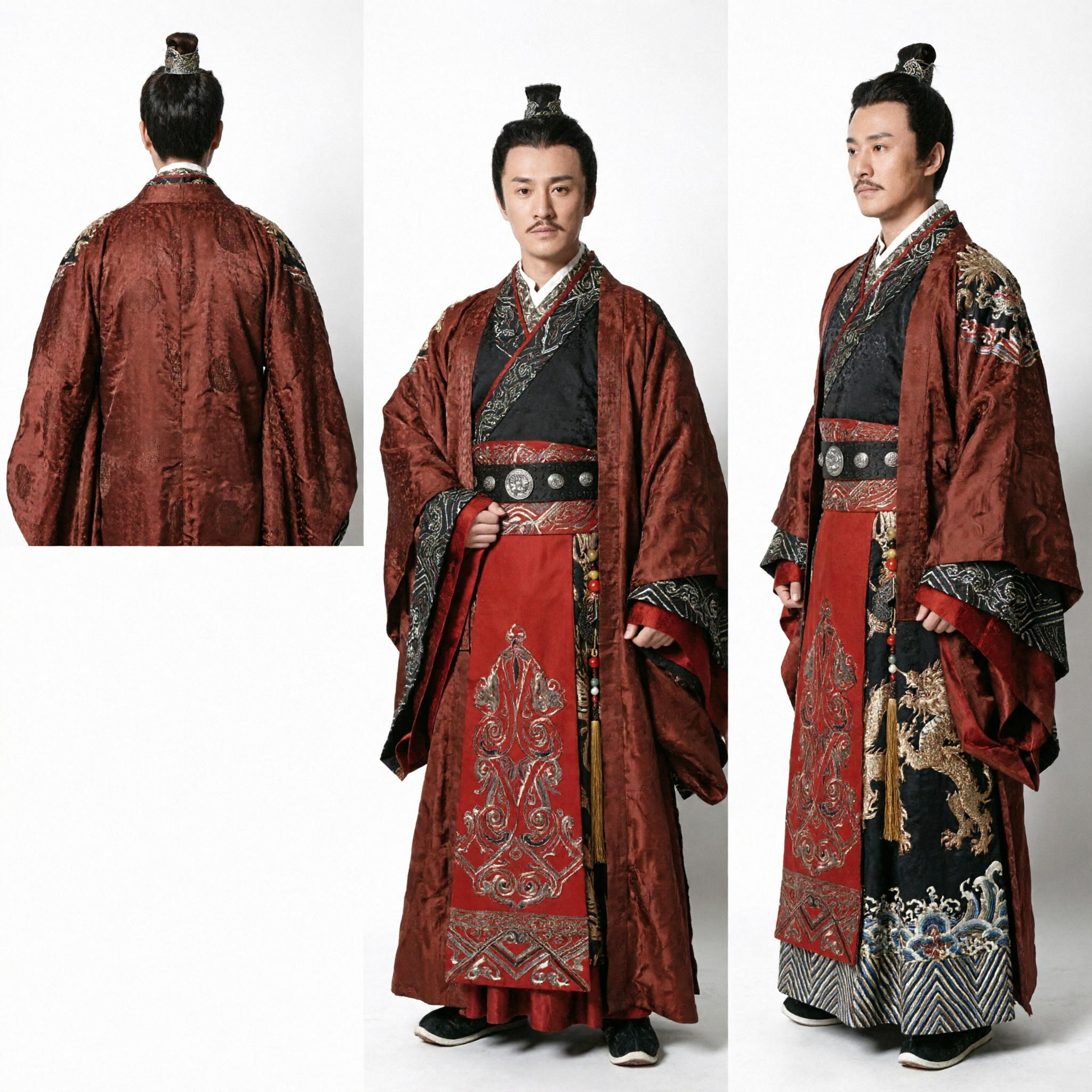 Men's Ancient Chinese Hanfu Costume Traditional Noble Red Robe with Embroidery for Cosplay - Asian Costume