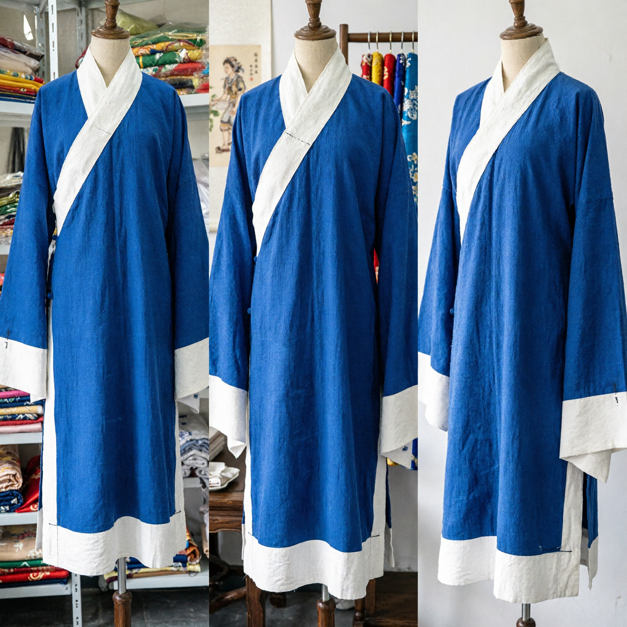 Blue Traditional Chinese Hanfu Robe Ancient Costume for Men Cosplay Stage Performance Cultural Clothing - Asian Costume
