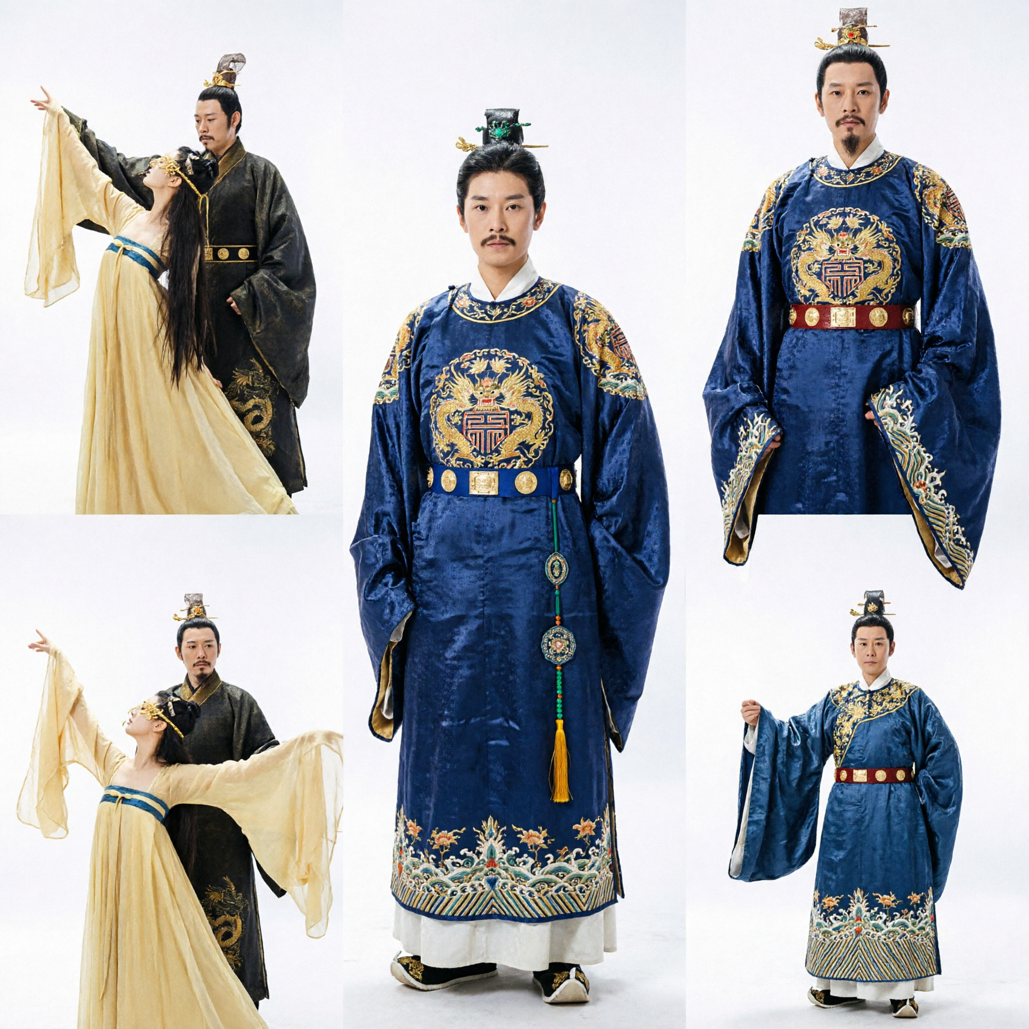 Traditional Chinese Emperor and Palace Lady Hanfu Costume Set for Historical Drama and Stage Dance Performance - Asian Costume