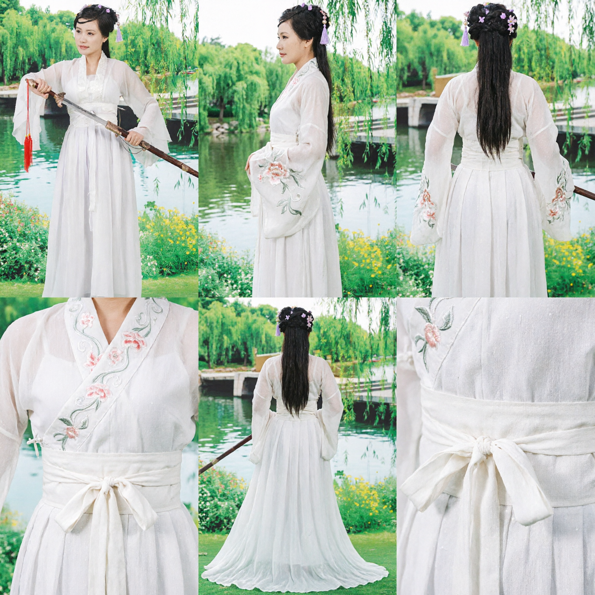 Ancient Chinese White Hanfu Swordswoman Costume Traditional Wuxia Fairy Dress for Women Cosplay Performance - Asian Costume