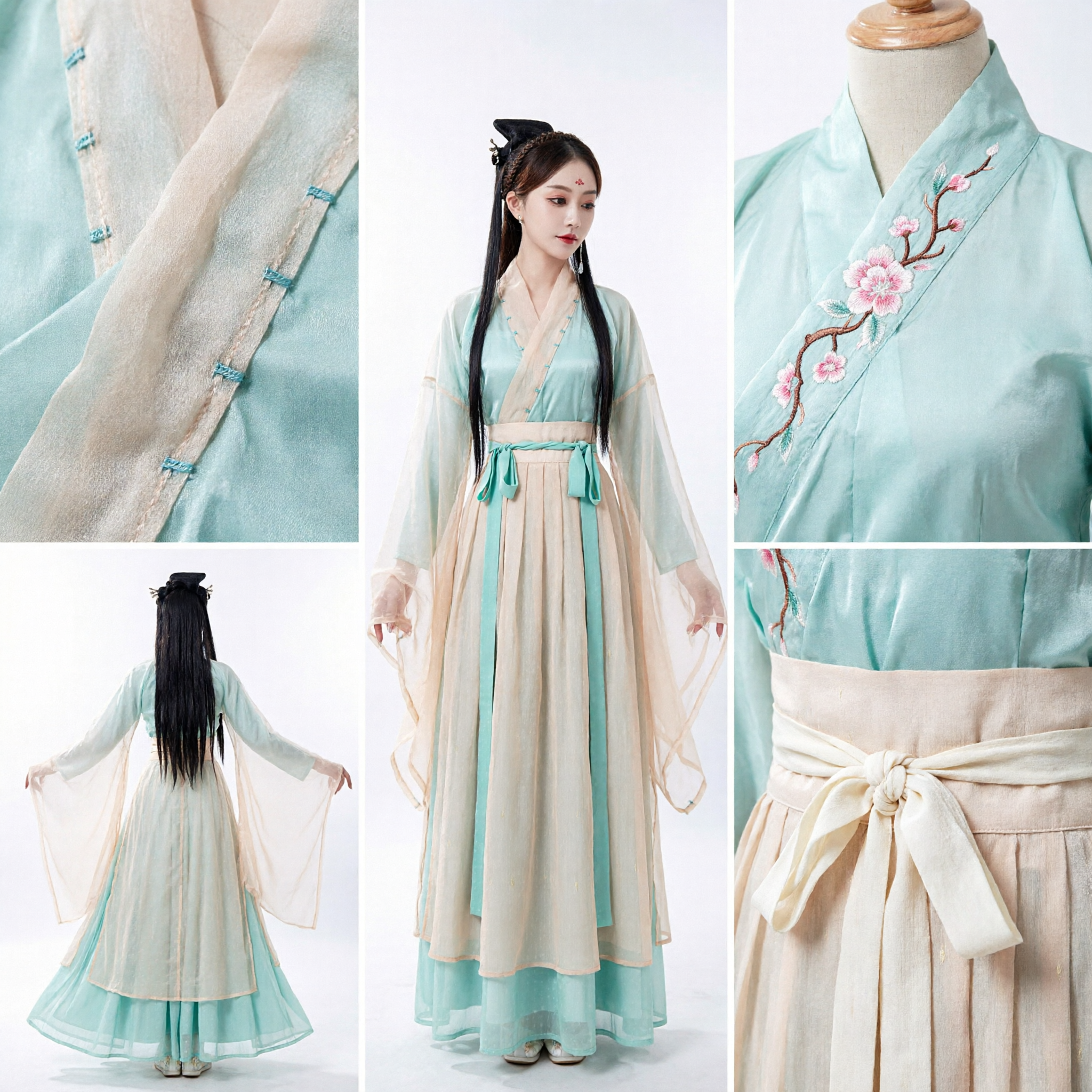 Elegant Ancient Chinese Hanfu Dress Women Light Blue Fairy Ruqun Traditional Costume for Cosplay Performance - Asian Costume
