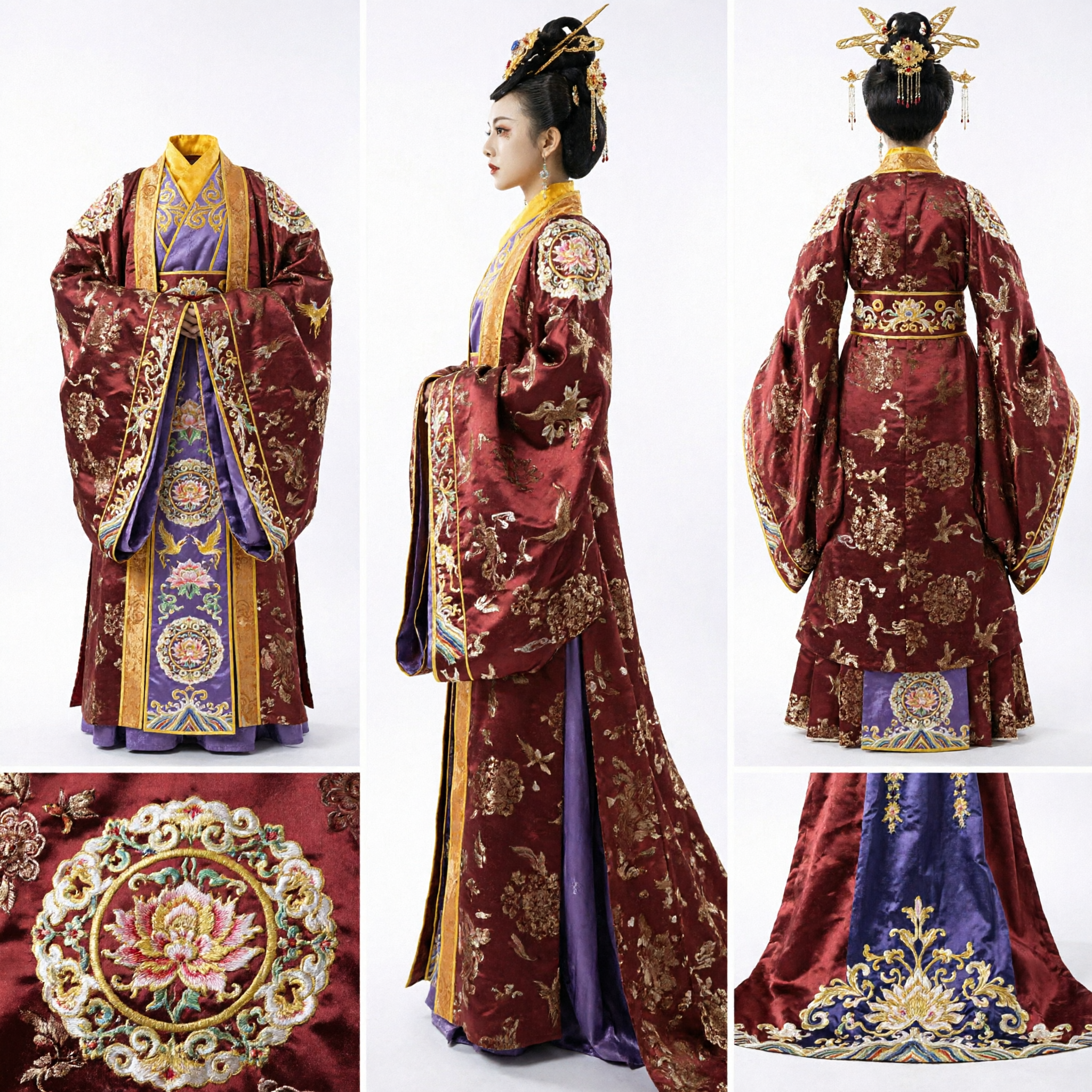 Ancient Chinese Empress Hanfu Costume Red Traditional Dress with Headdress for Women Historical Cosplay Performance - Asian Costume