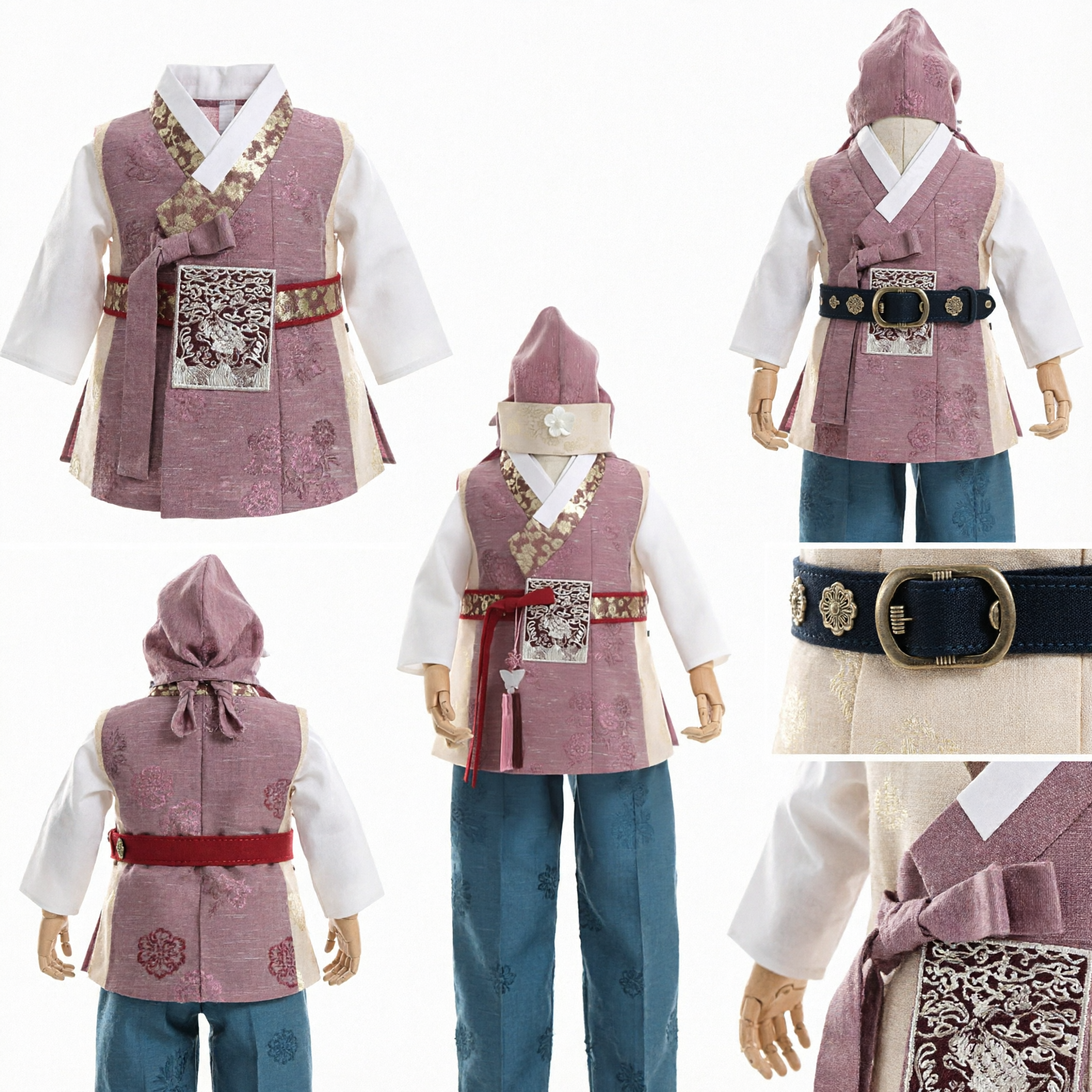 Men's Traditional Korean Hanbok Scholar Costume Set with Hat and Belt for Stage Performance and Cosplay - Asian Costume