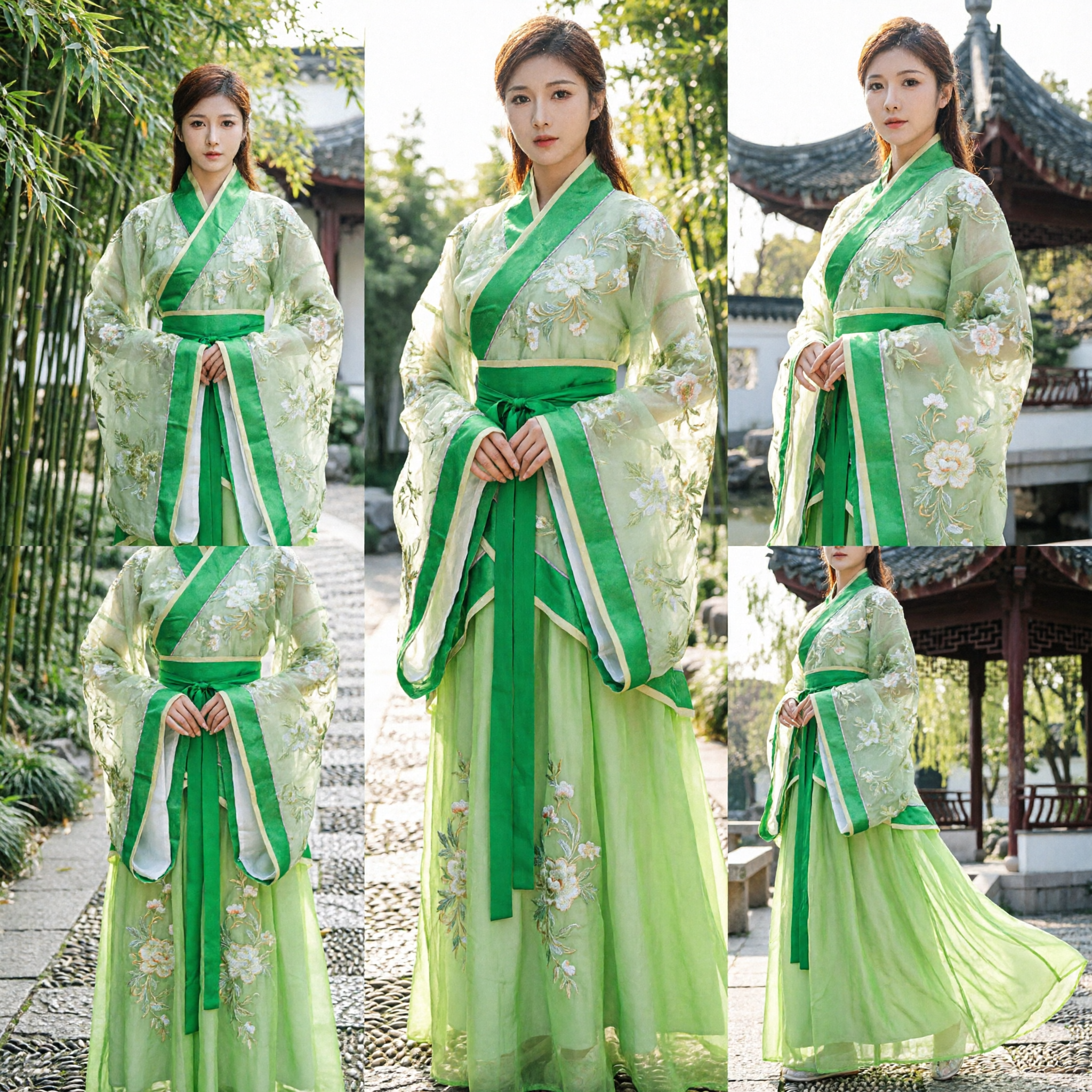 Green Traditional Chinese Hanfu Tang Dynasty Princess Costume for Women Ancient Cosplay Dance Performance Outfit - Asian Costume