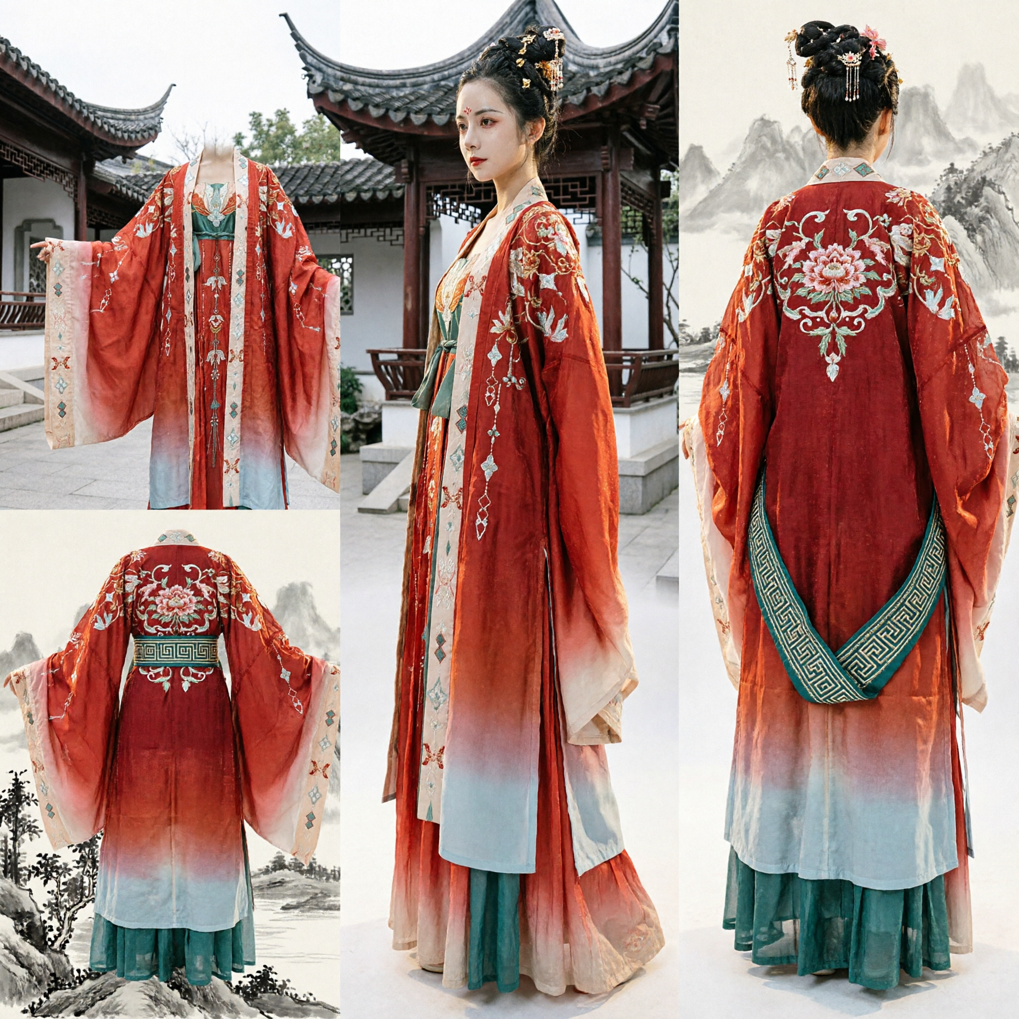 Traditional Chinese Hanfu Red Tang Dynasty Palace Style Embroidered Ancient Costume Dress for Women Wedding Cosplay - Asian Costume