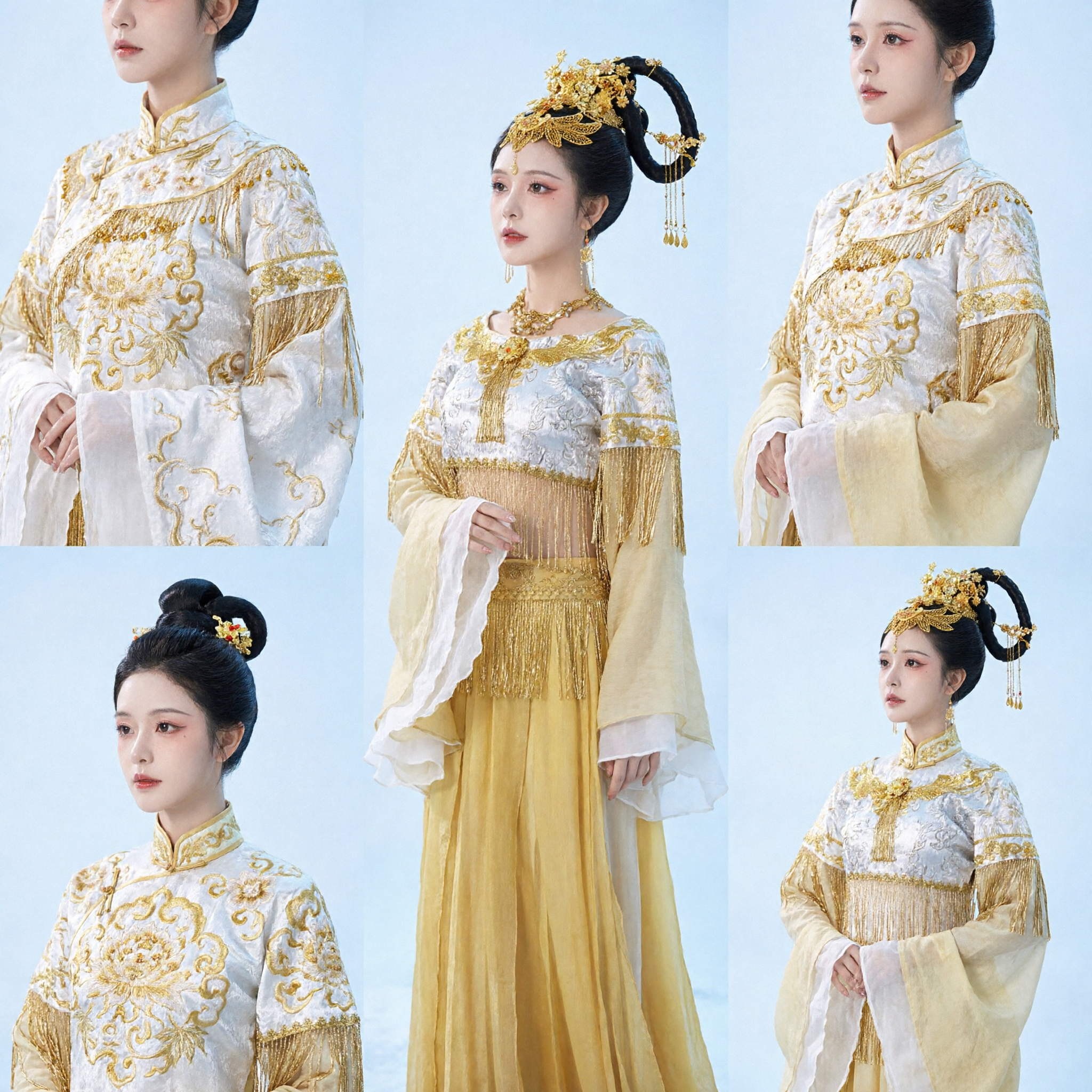 Golden Chinese Traditional Hanfu Dress Tang Dynasty Palace Lady Ancient Goddess Fairy Costume for Women - Asian Costume